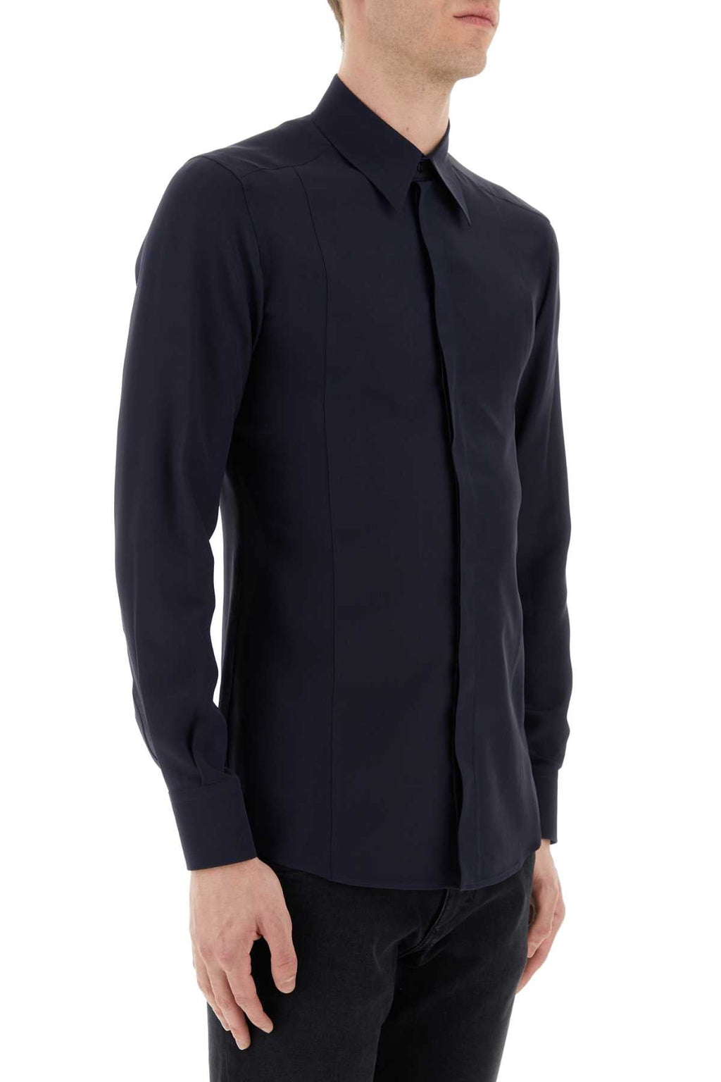 Dolce & Gabbana Men Midnight Blue Crepe Shirt