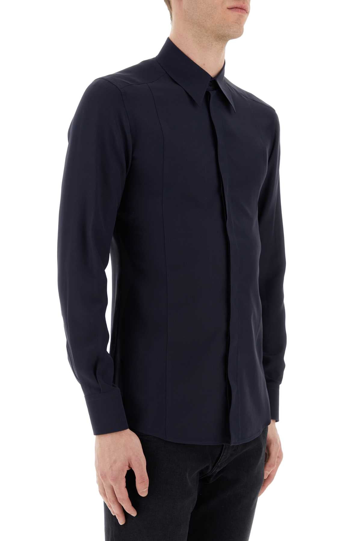 Dolce & Gabbana Men Midnight Blue Crepe Shirt