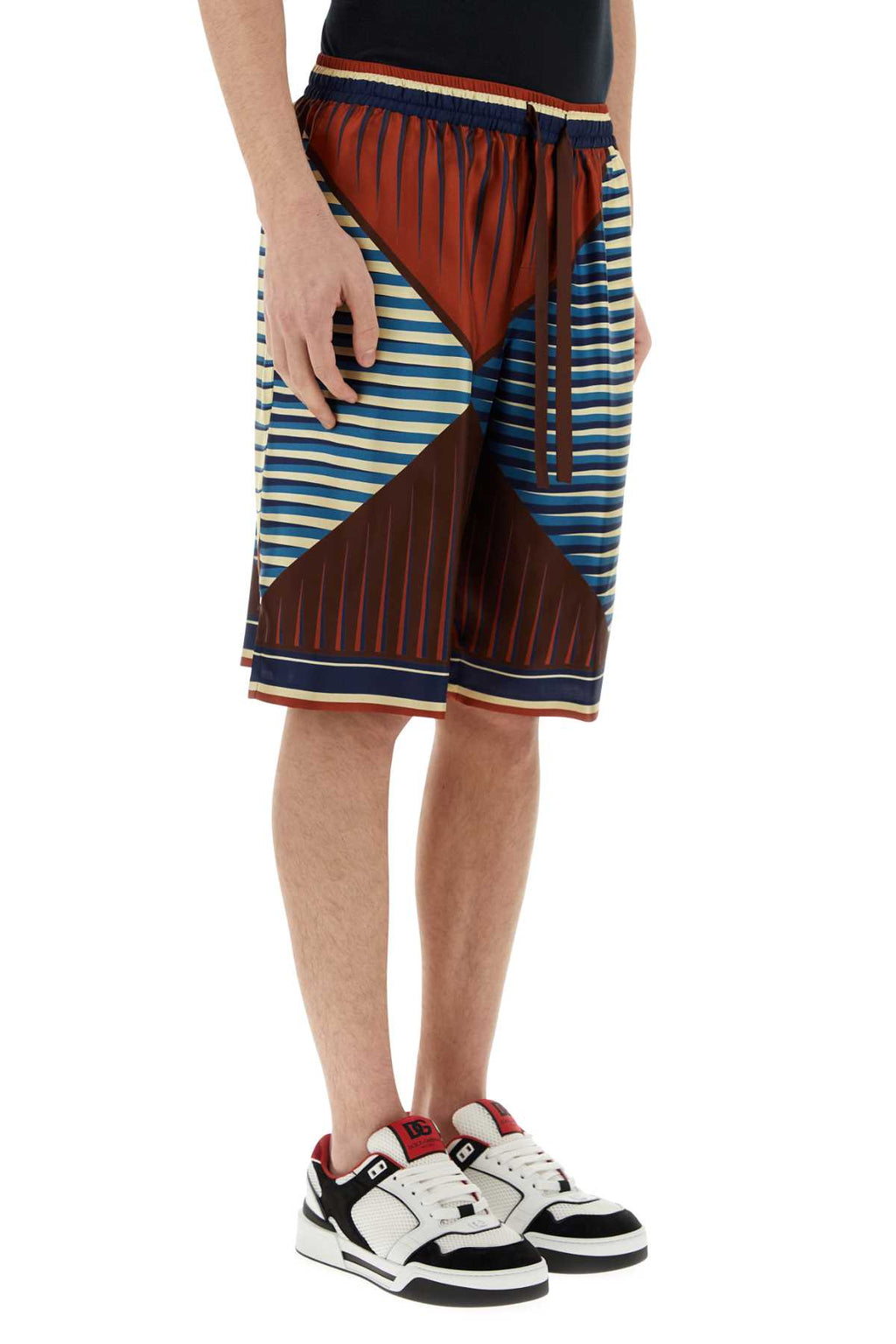 Dolce & Gabbana Men Printed Satin Bermuda Shorts