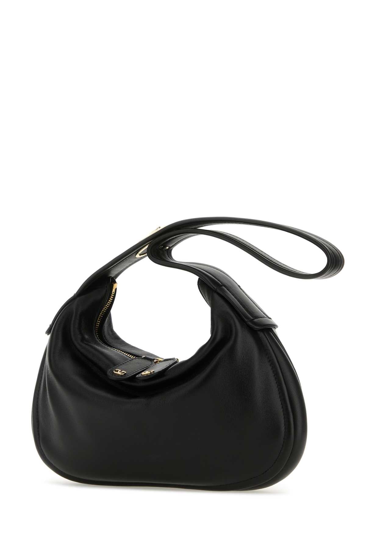Valentino Garavani Women Black Nappa Leather Small Go-Hobo Shoulder Bag