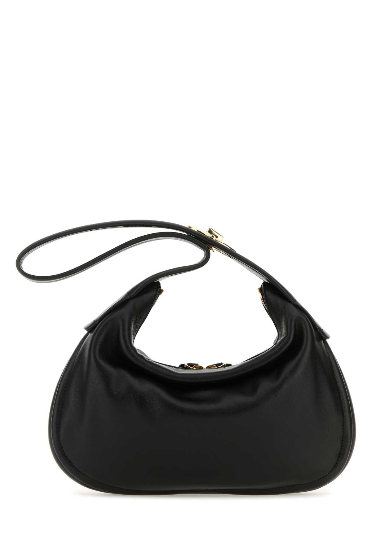 Valentino Garavani Women Black Nappa Leather Small Go-Hobo Shoulder Bag