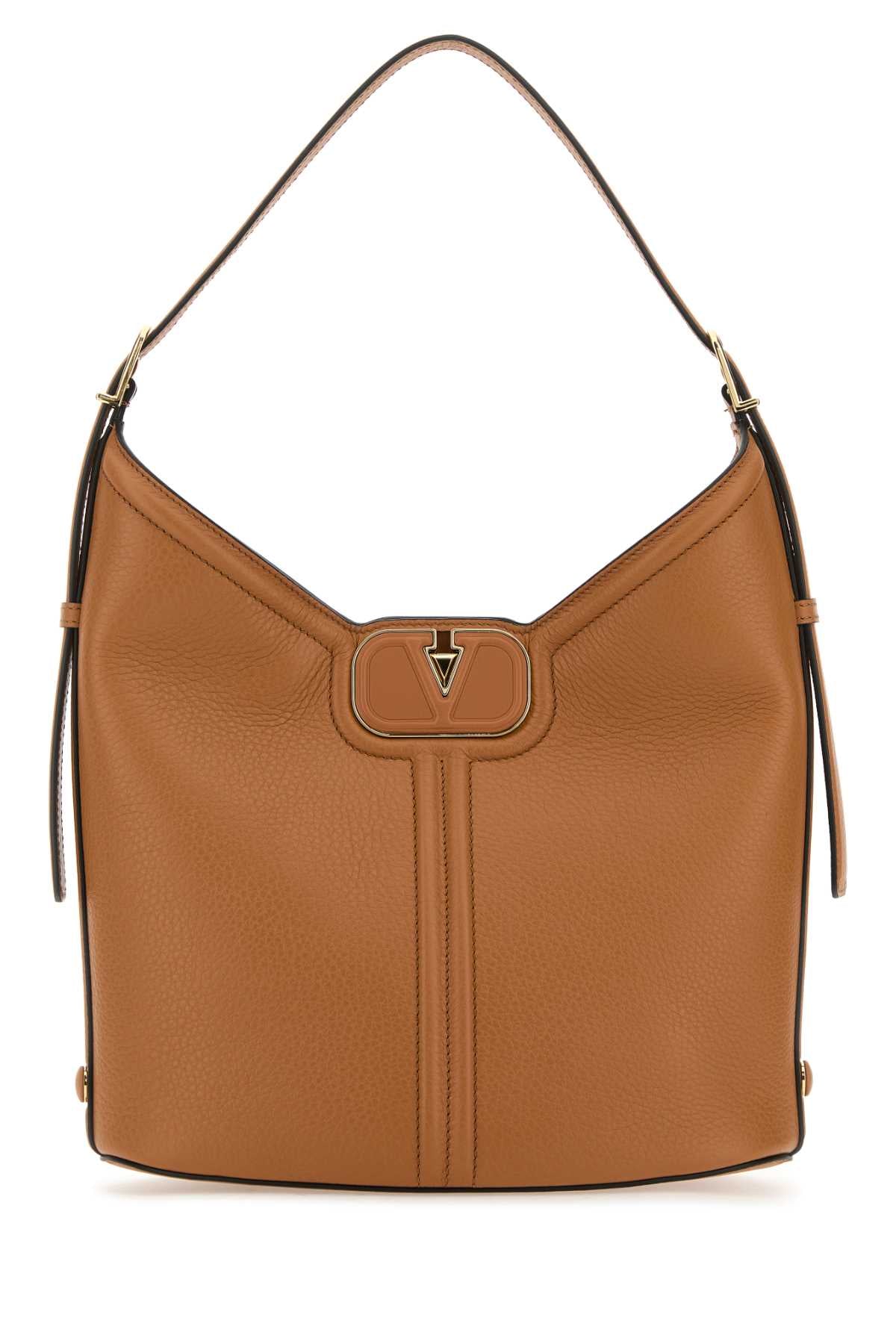 Valentino Garavani Women Camel Leather Vlogo Handbag