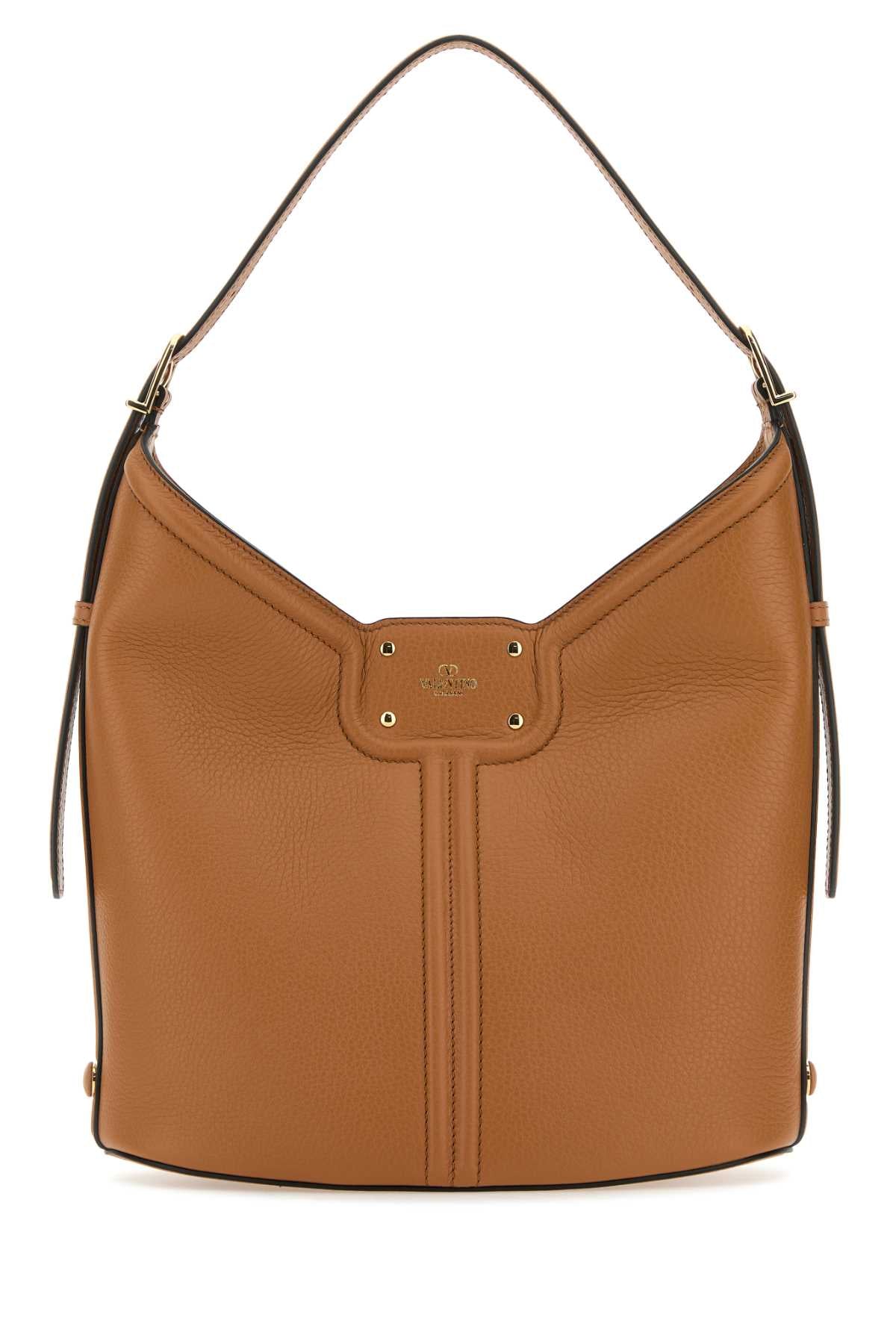 Valentino Garavani Women Camel Leather Vlogo Handbag