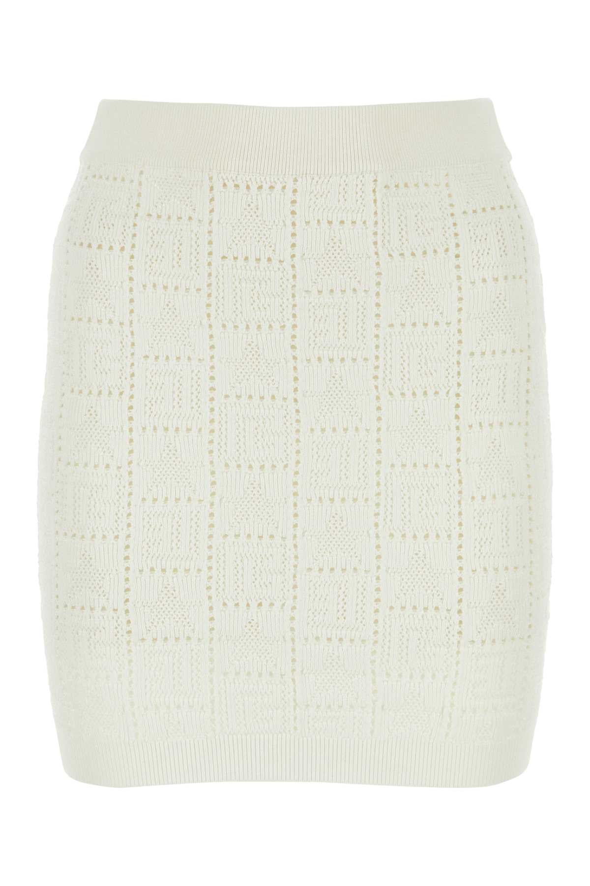 Balmain Women Ivory Viscose Blend Mini Skirt