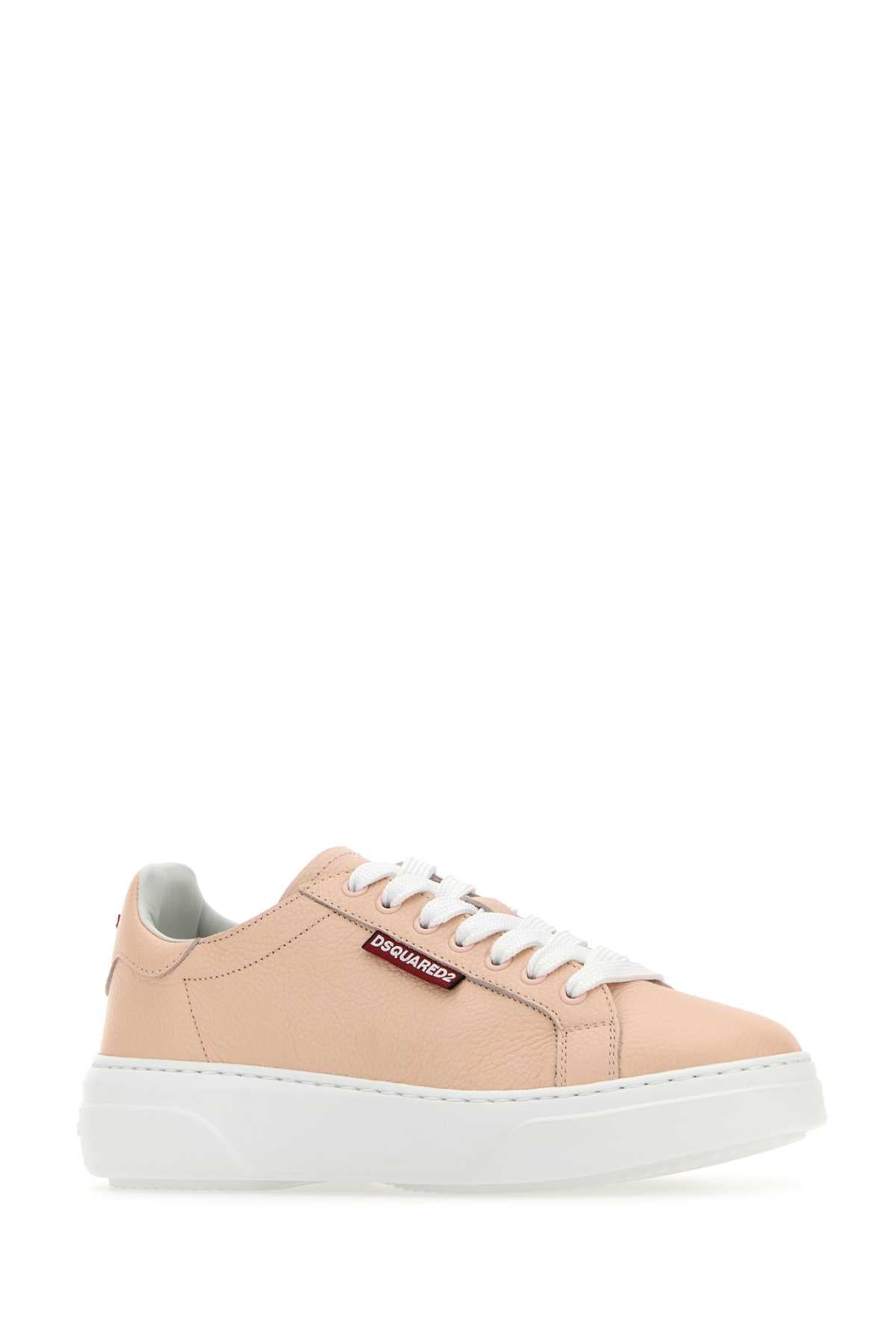 Dsquared Women Light Pink Leather Bumper Sneakers