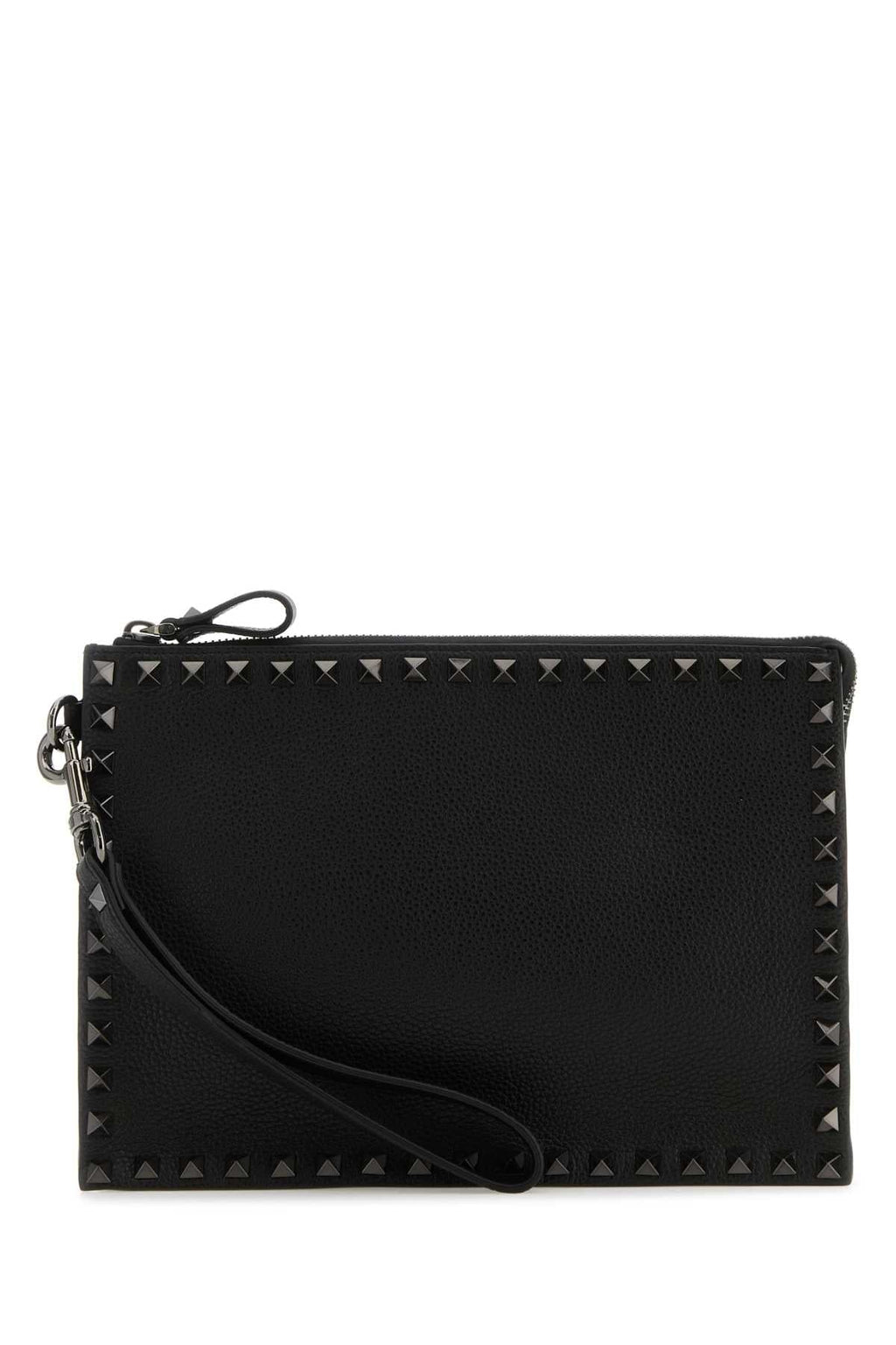 Valentino Garavani Men Black Leather Rockstud Clutch