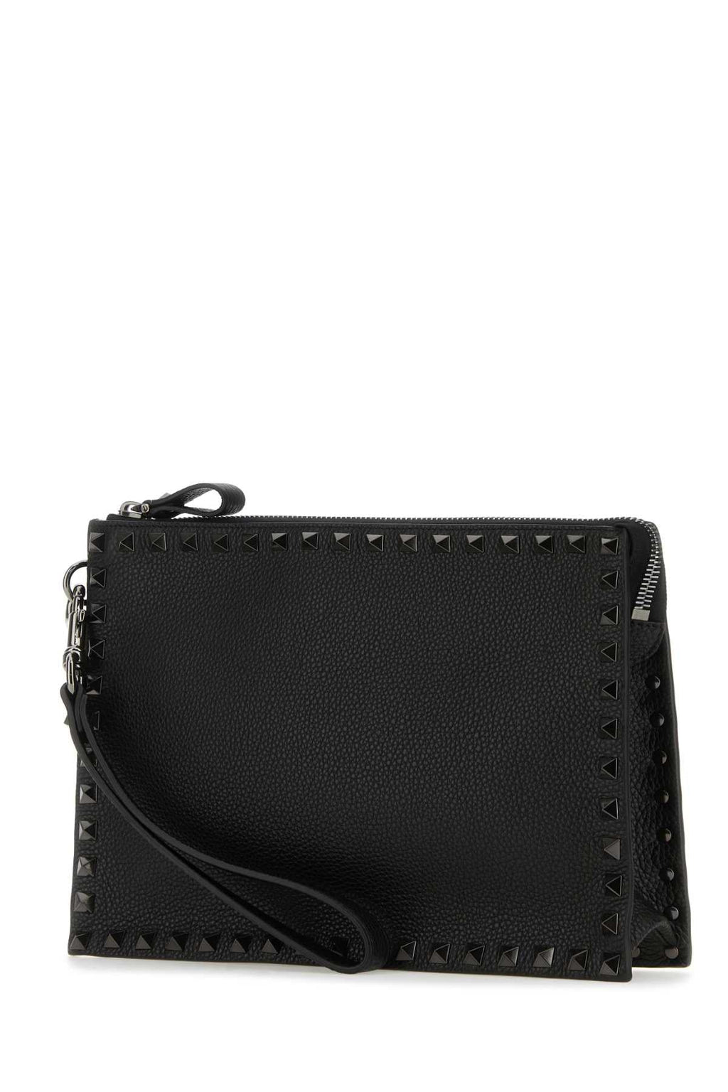 Valentino Garavani Men Black Leather Rockstud Clutch