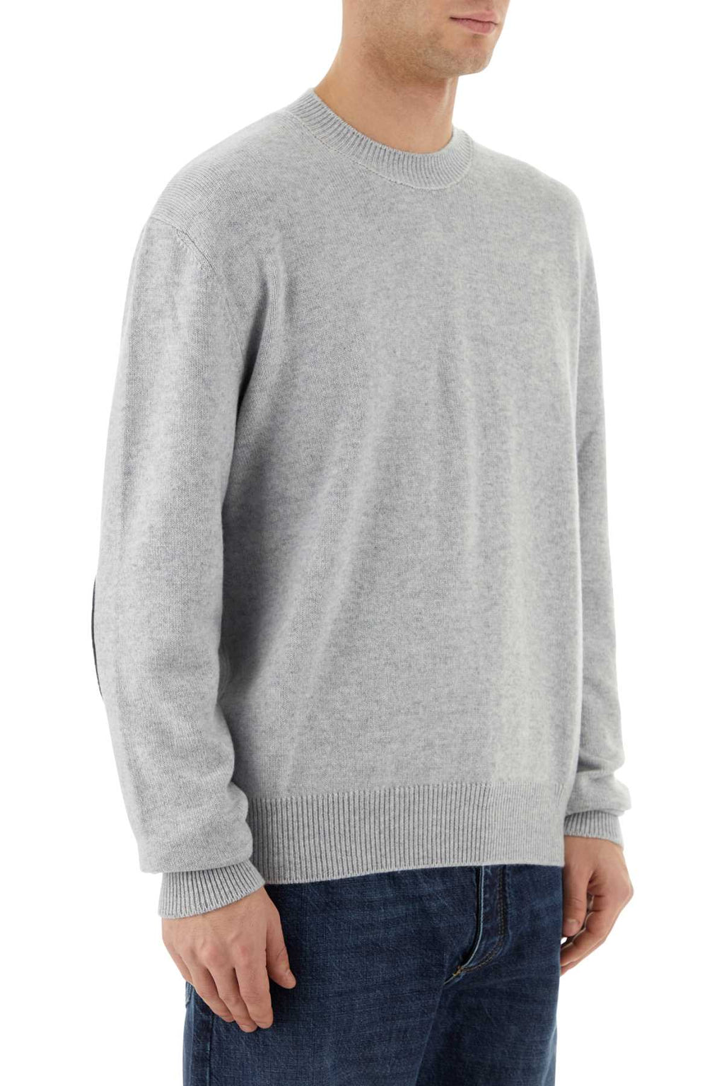 Bottega Veneta Men Melange Grey Stretch Cashmere Blend Sweater