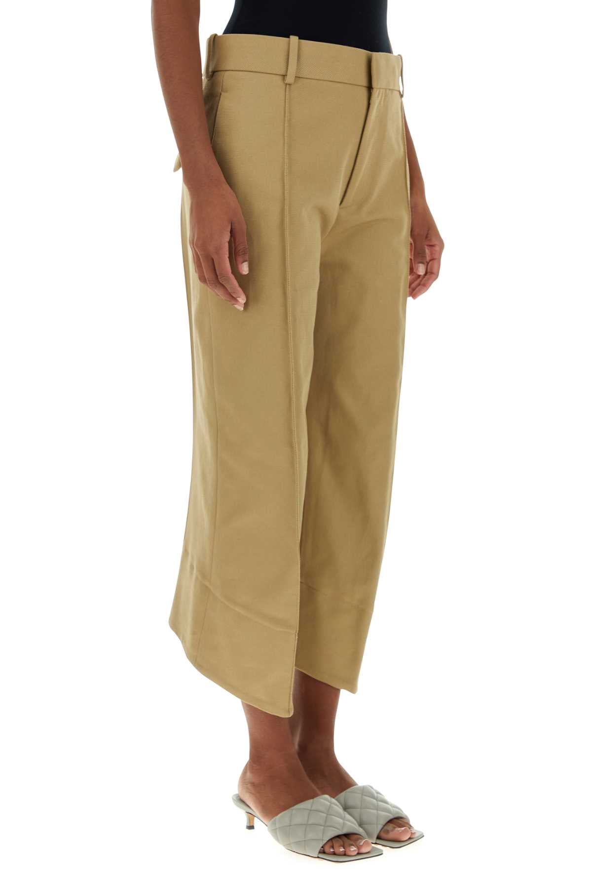 Bottega Veneta Women Beige Cotton Cropped Cut Pant