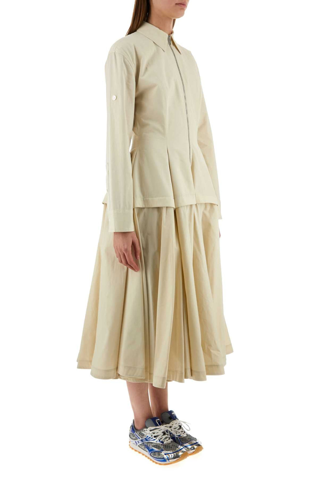 Bottega Veneta Women Sand Cotton Blend Shirt Dress