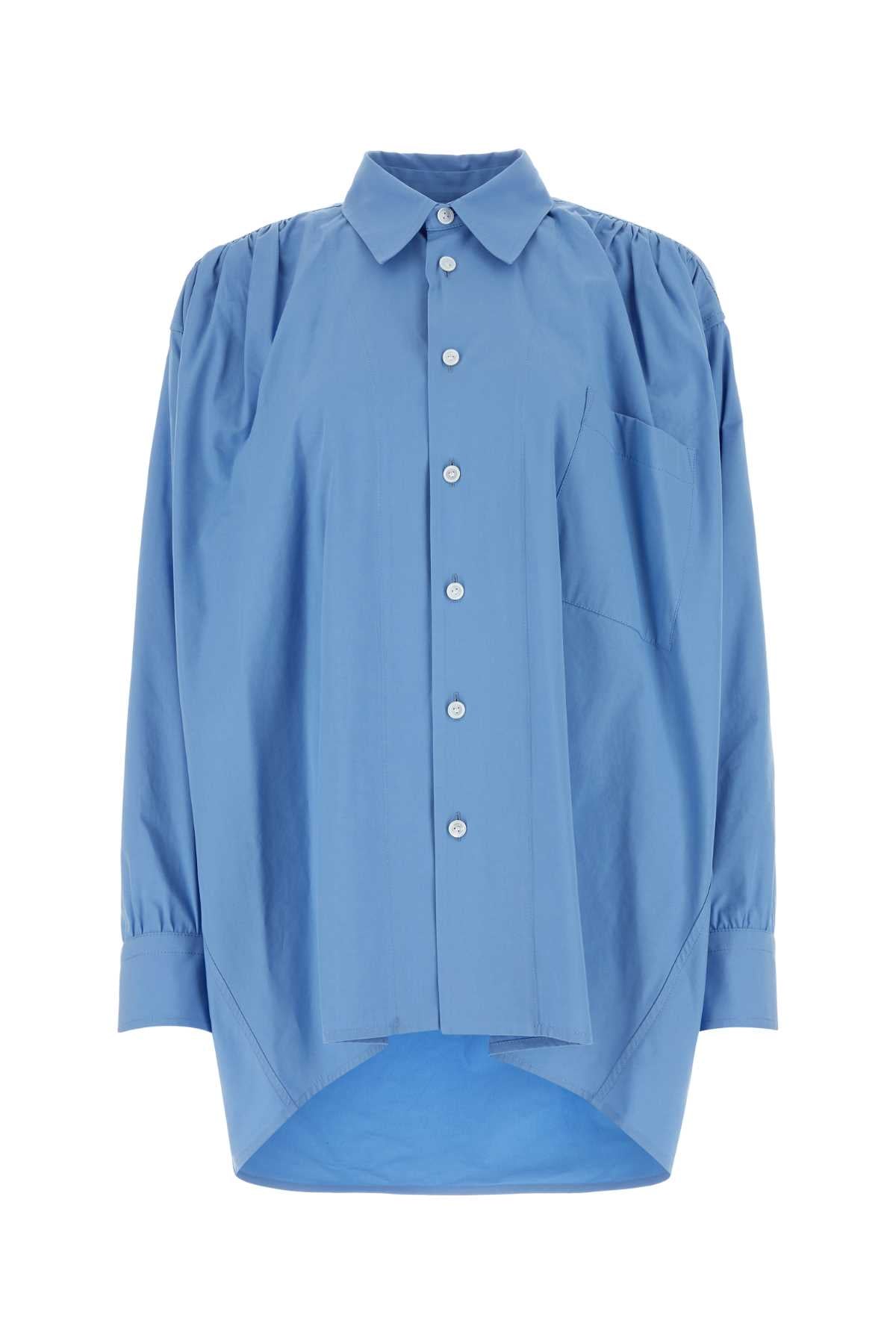 Bottega Veneta Women Light Blue Cotton Blend Oversize Shirt