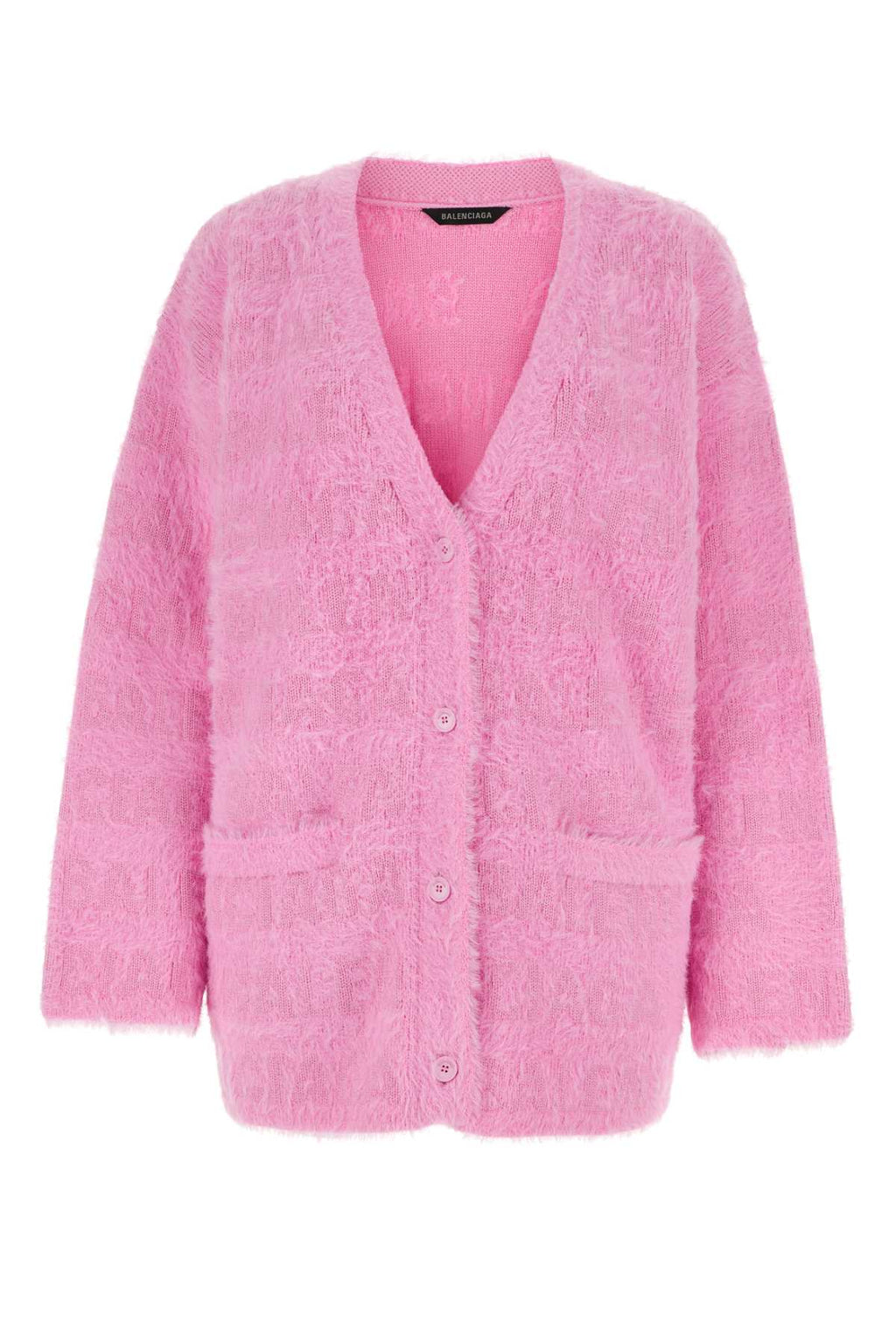 Balenciaga Women Pink Stretch Wool Blend Cardigan
