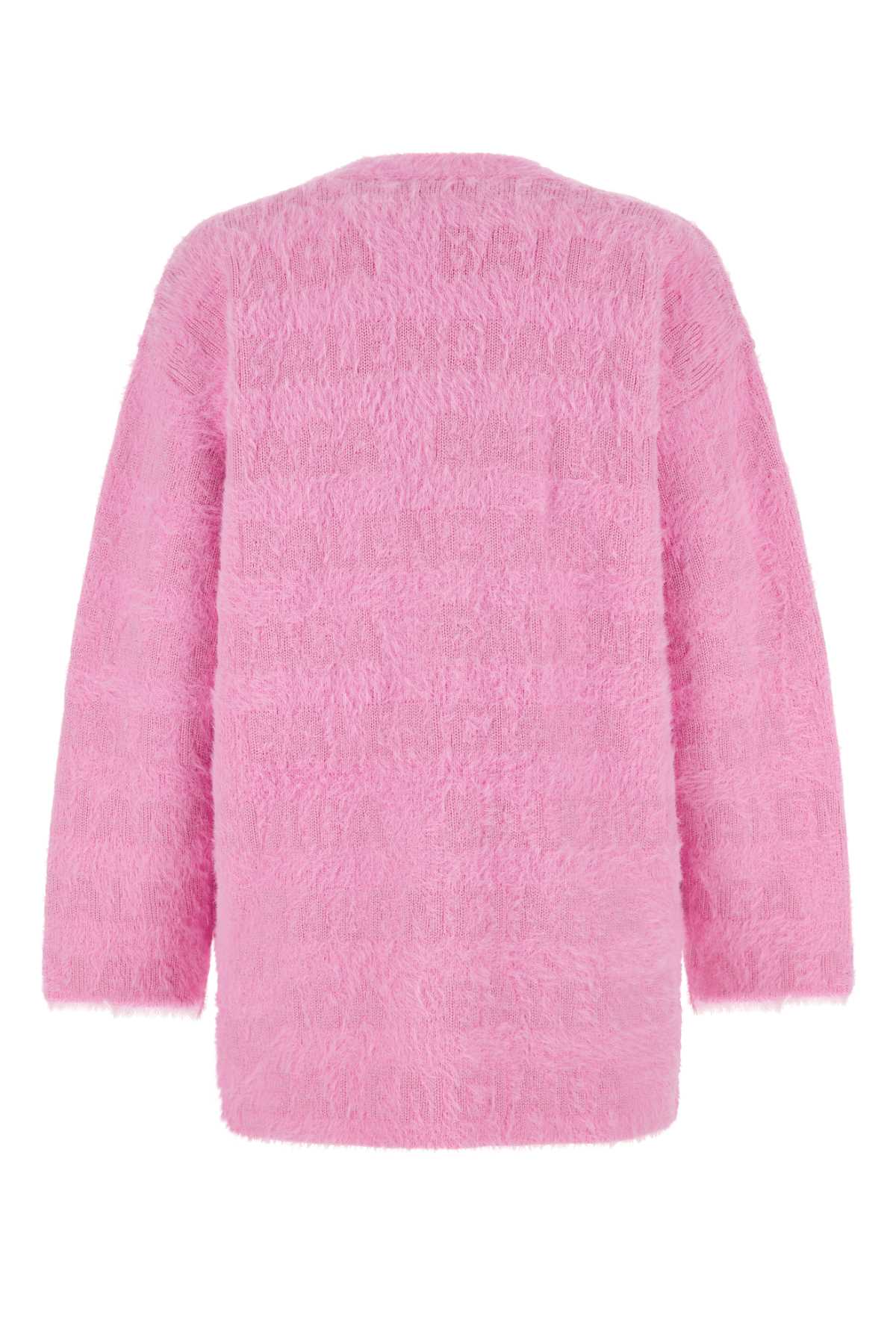 Balenciaga Women Pink Stretch Wool Blend Cardigan