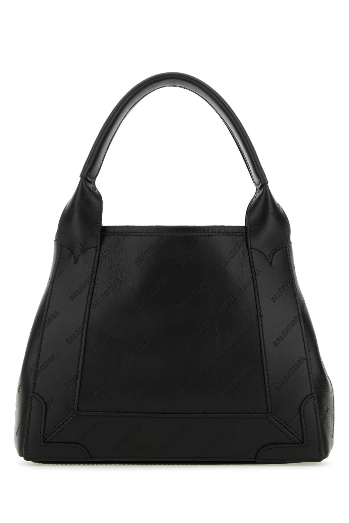 Balenciaga Women Black Leather Cabas Navy Xs Handbag