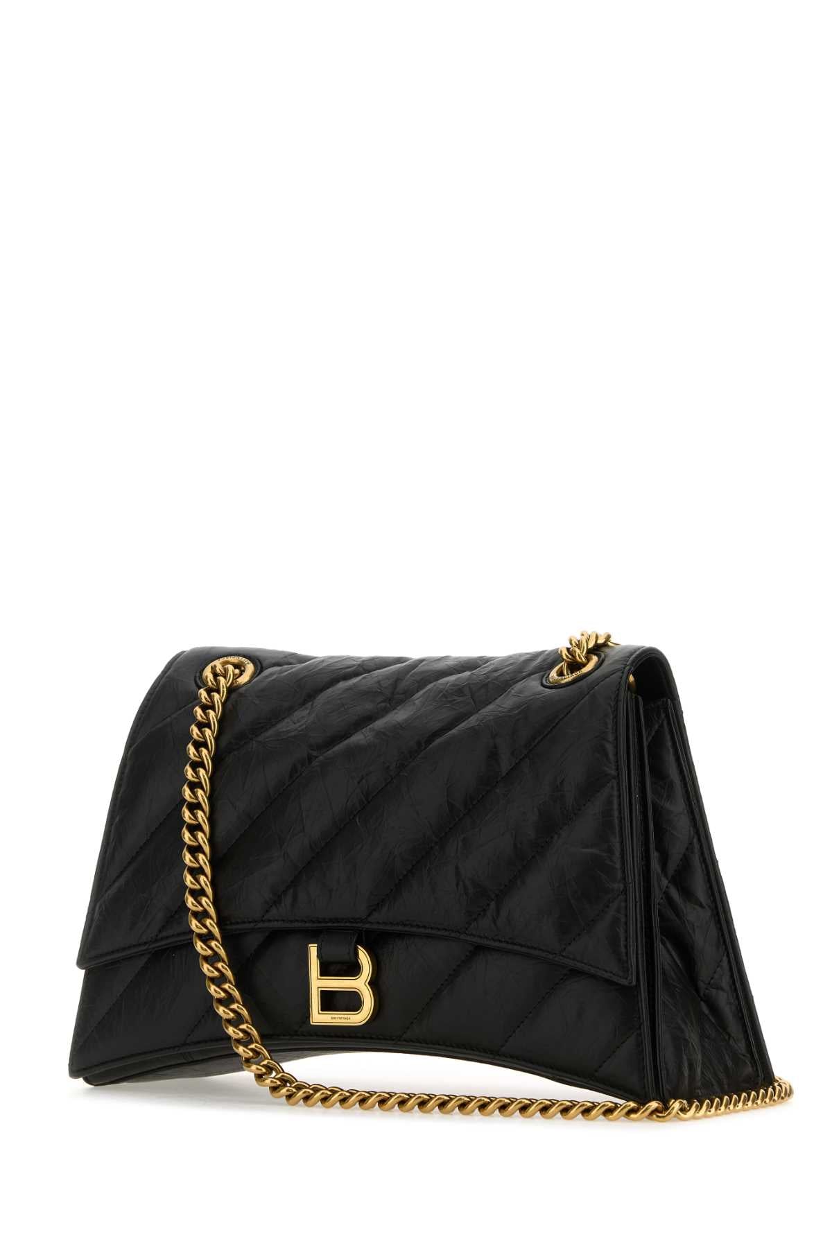 Balenciaga Women Black Leather Crush M Shoulder Bag