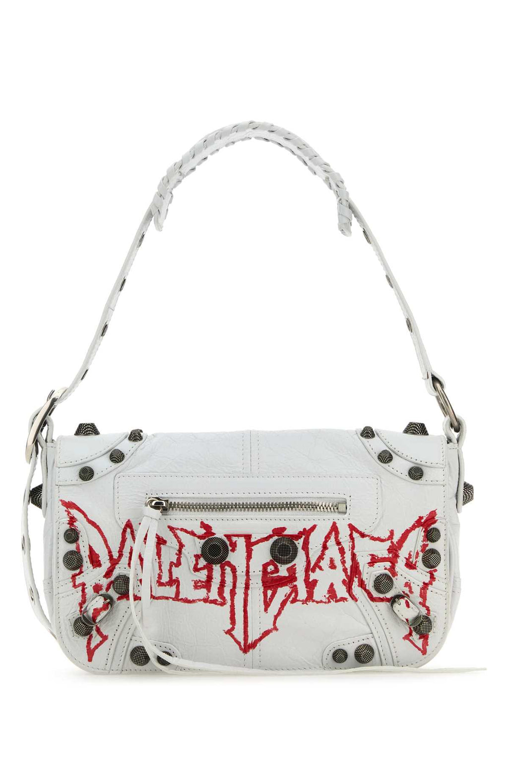 Balenciaga Men White Leather Le Cagole Xs Diy Metal Crossbody Bag
