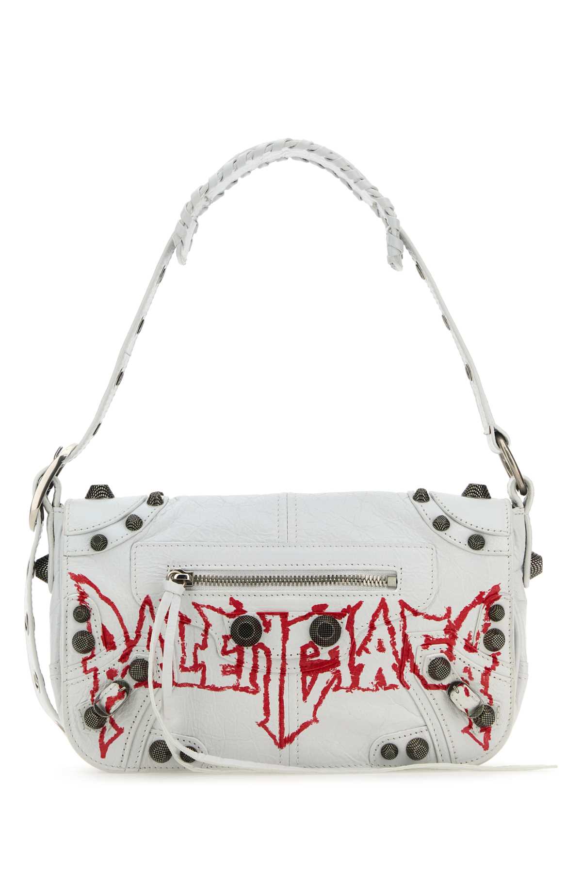 Balenciaga Men White Leather Le Cagole Xs Diy Metal Crossbody Bag