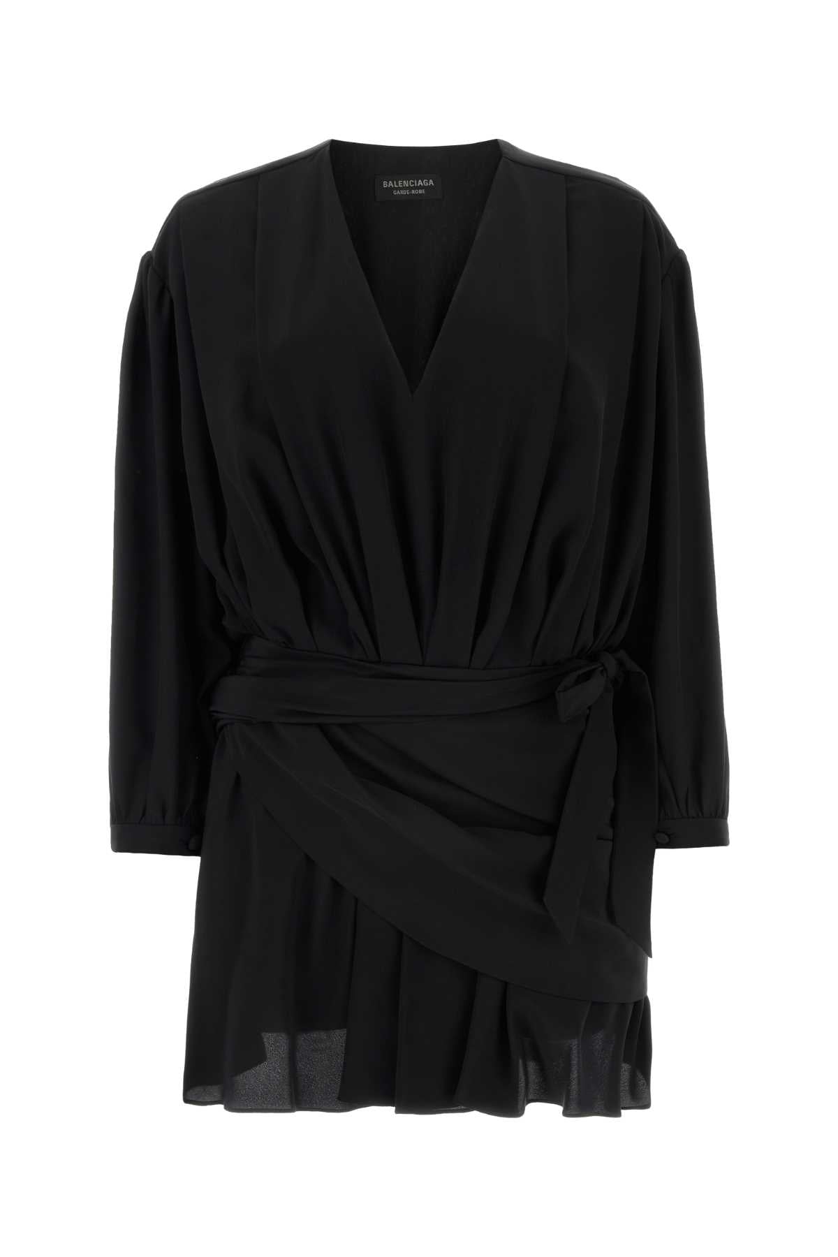 Balenciaga Women Black Crepe Mini Dress