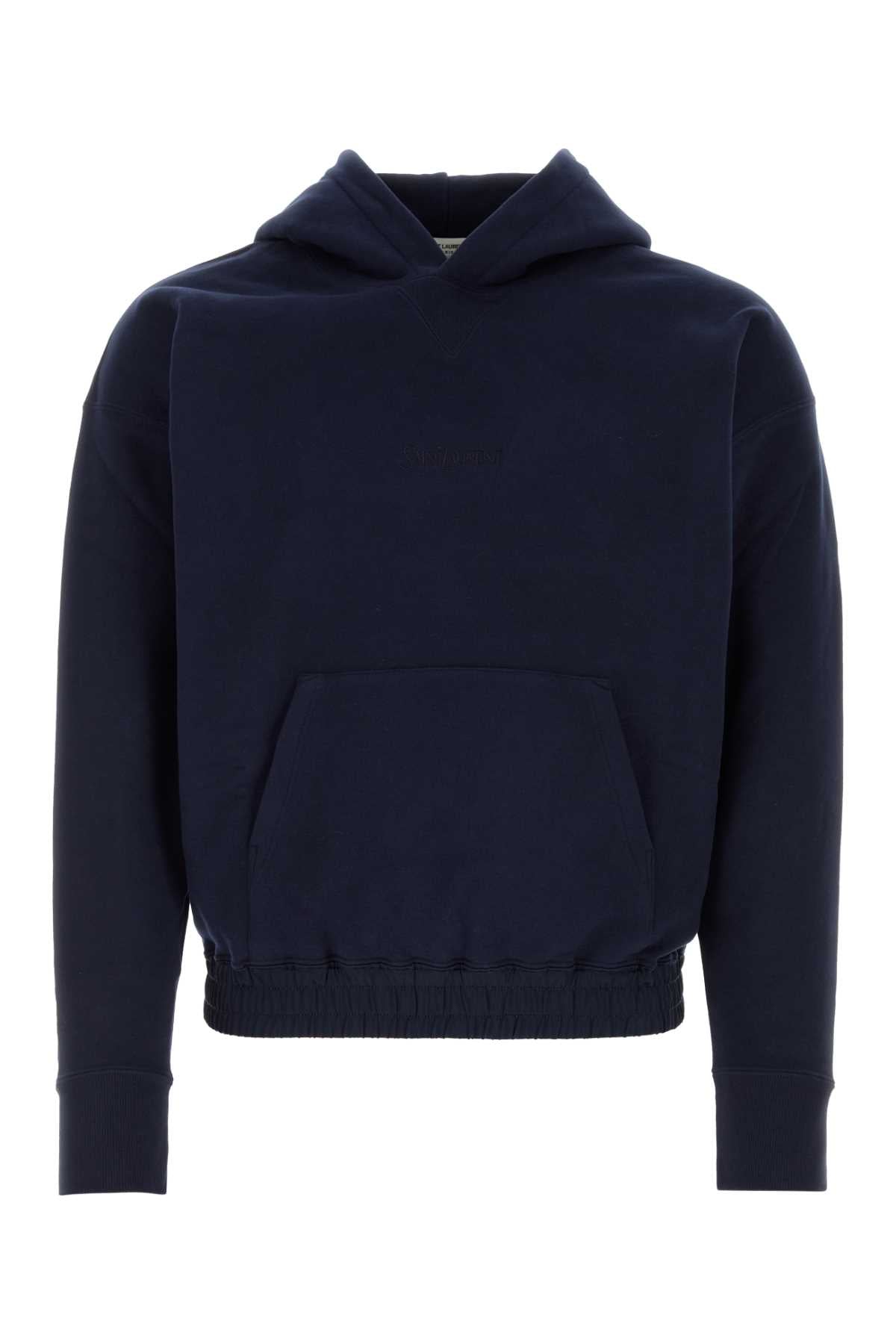 Saint Laurent Men Dark Blue Cotton Sweatshirt