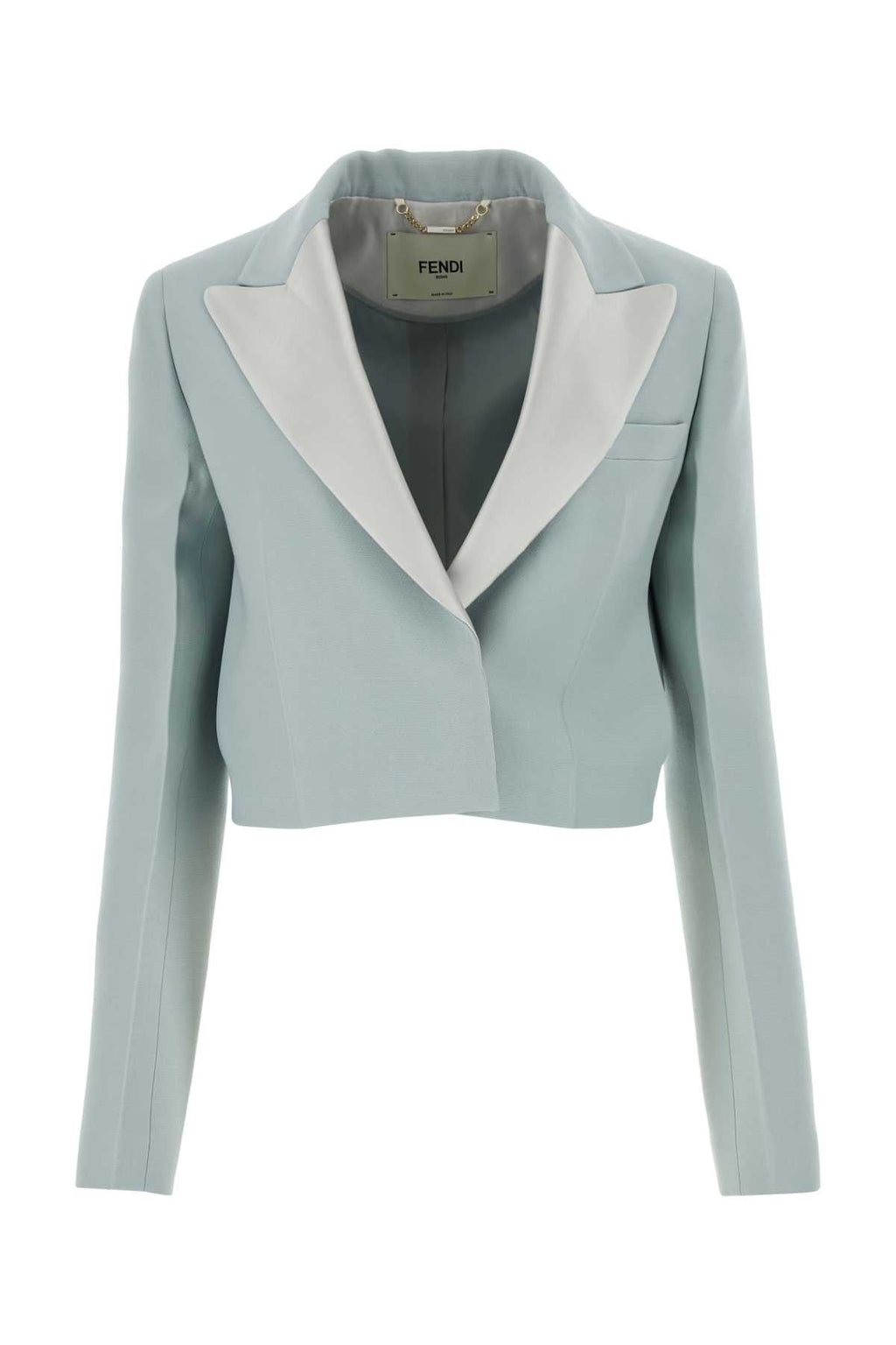 Fendi Women Powder Blue Wool Blend Blazer
