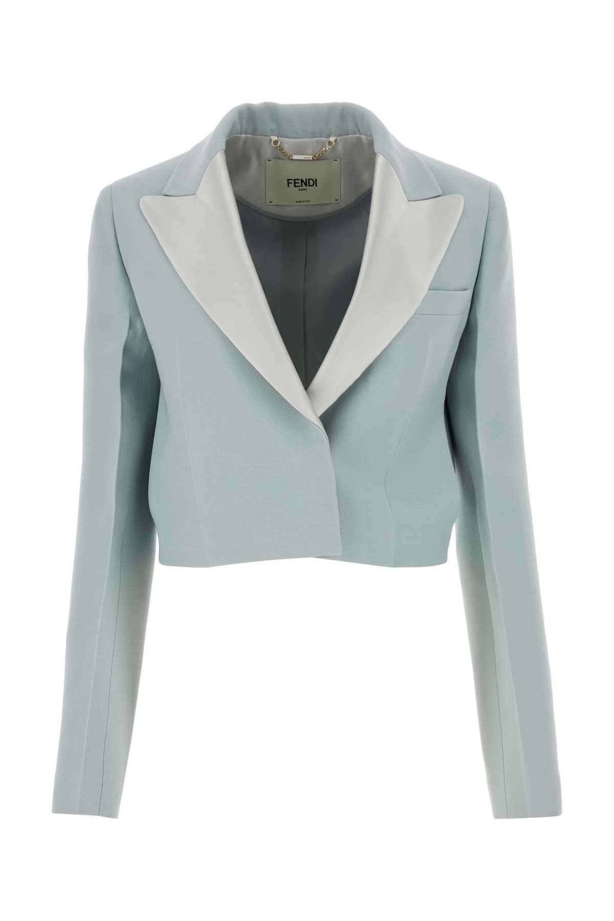 Fendi Women Powder Blue Wool Blend Blazer
