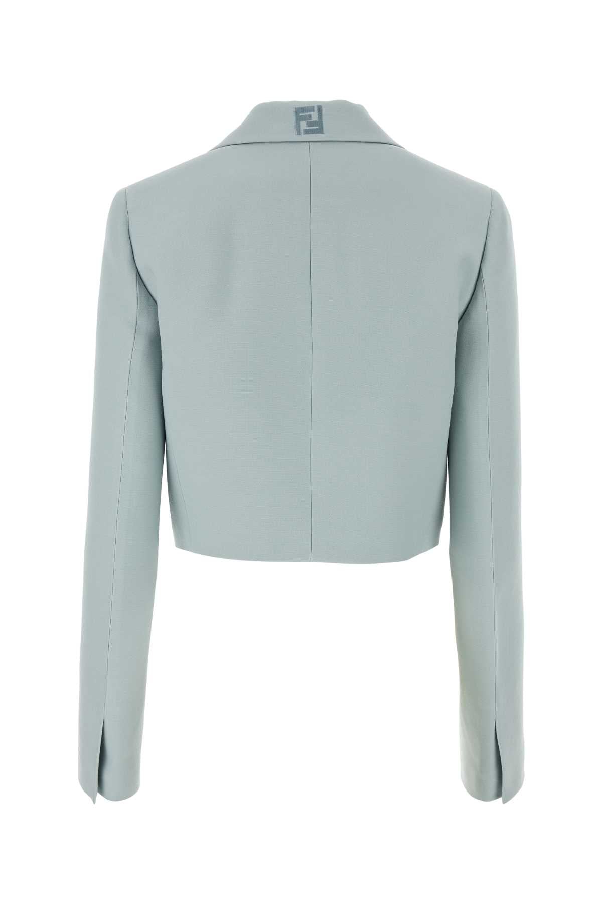 Fendi Women Powder Blue Wool Blend Blazer