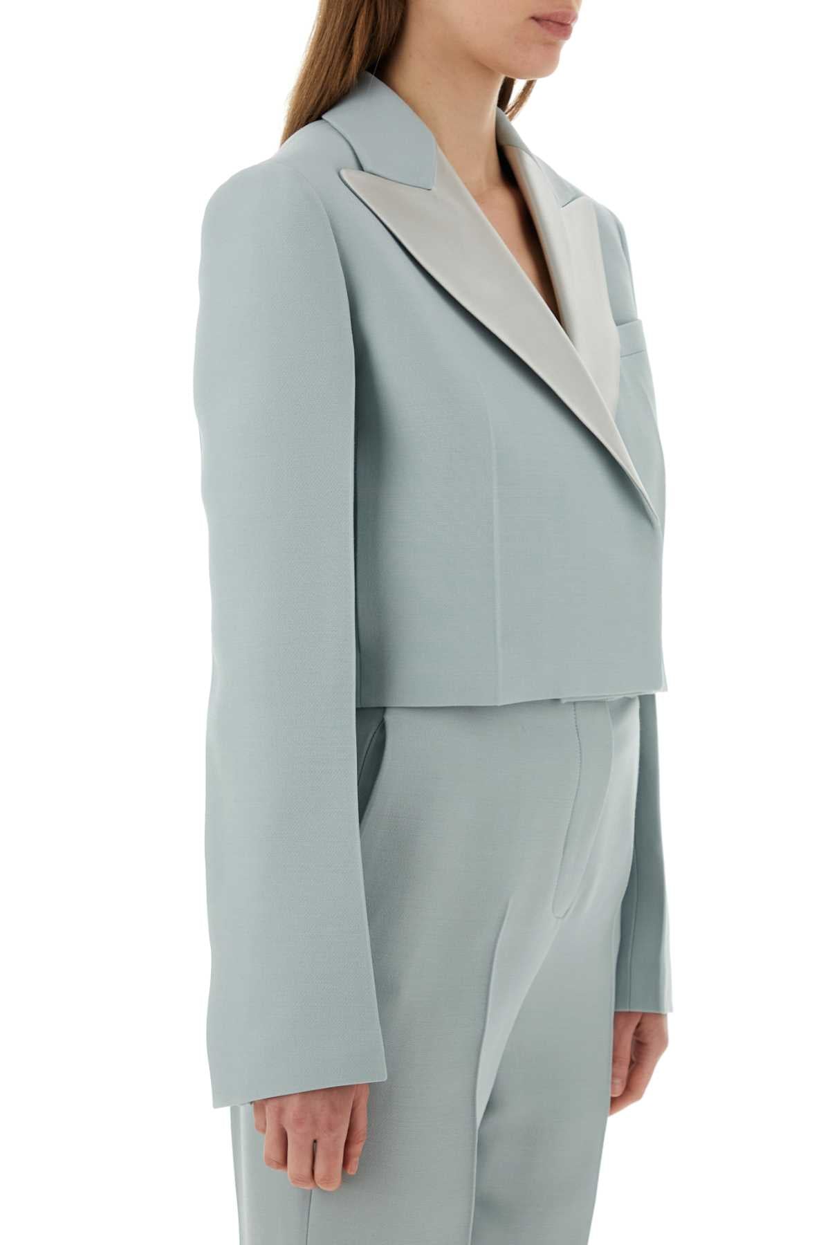 Fendi Women Powder Blue Wool Blend Blazer