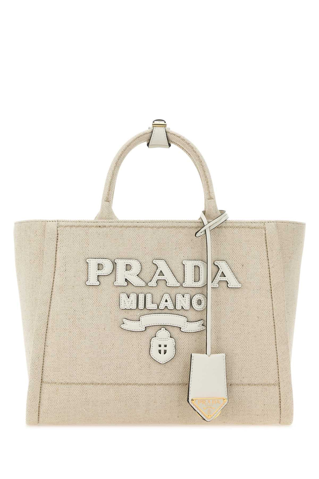 Prada Women Sand Canvas Shopping Bag