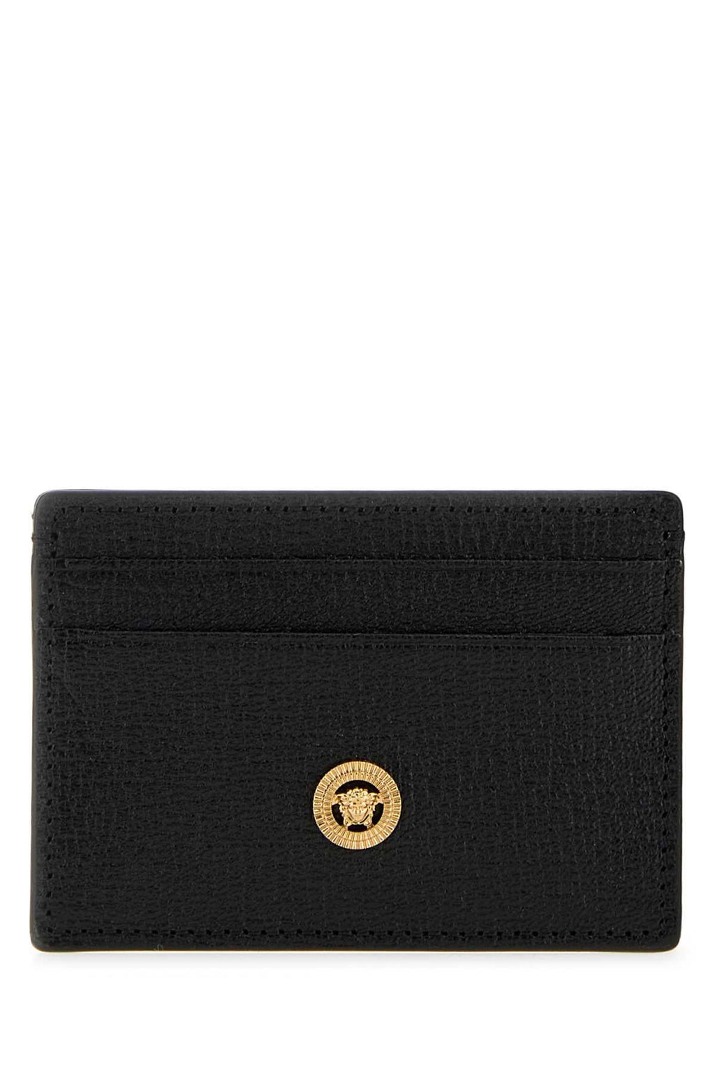 Versace Men Black Leather Medusa Biggie Card Holder