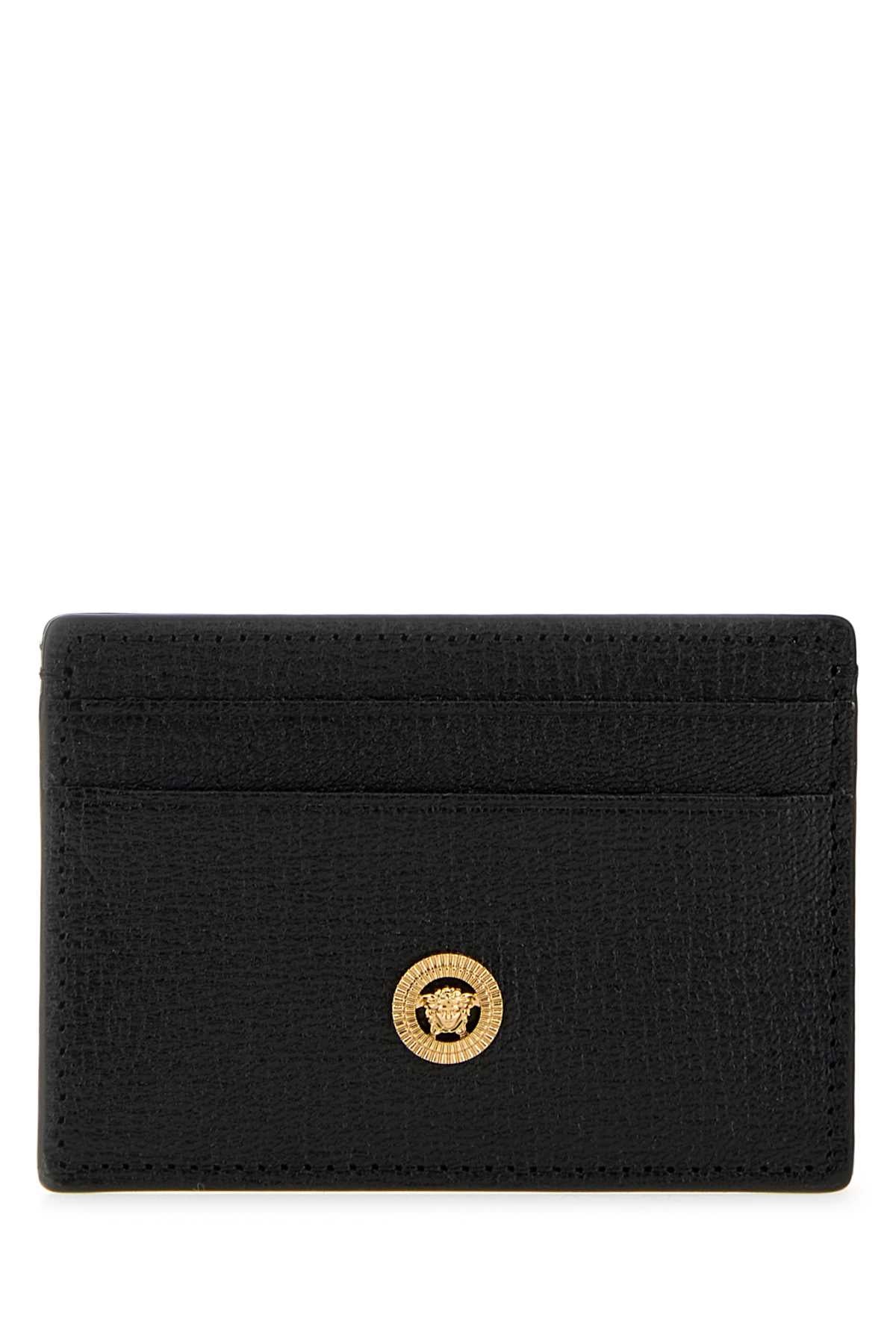 Versace Men Black Leather Medusa Biggie Card Holder