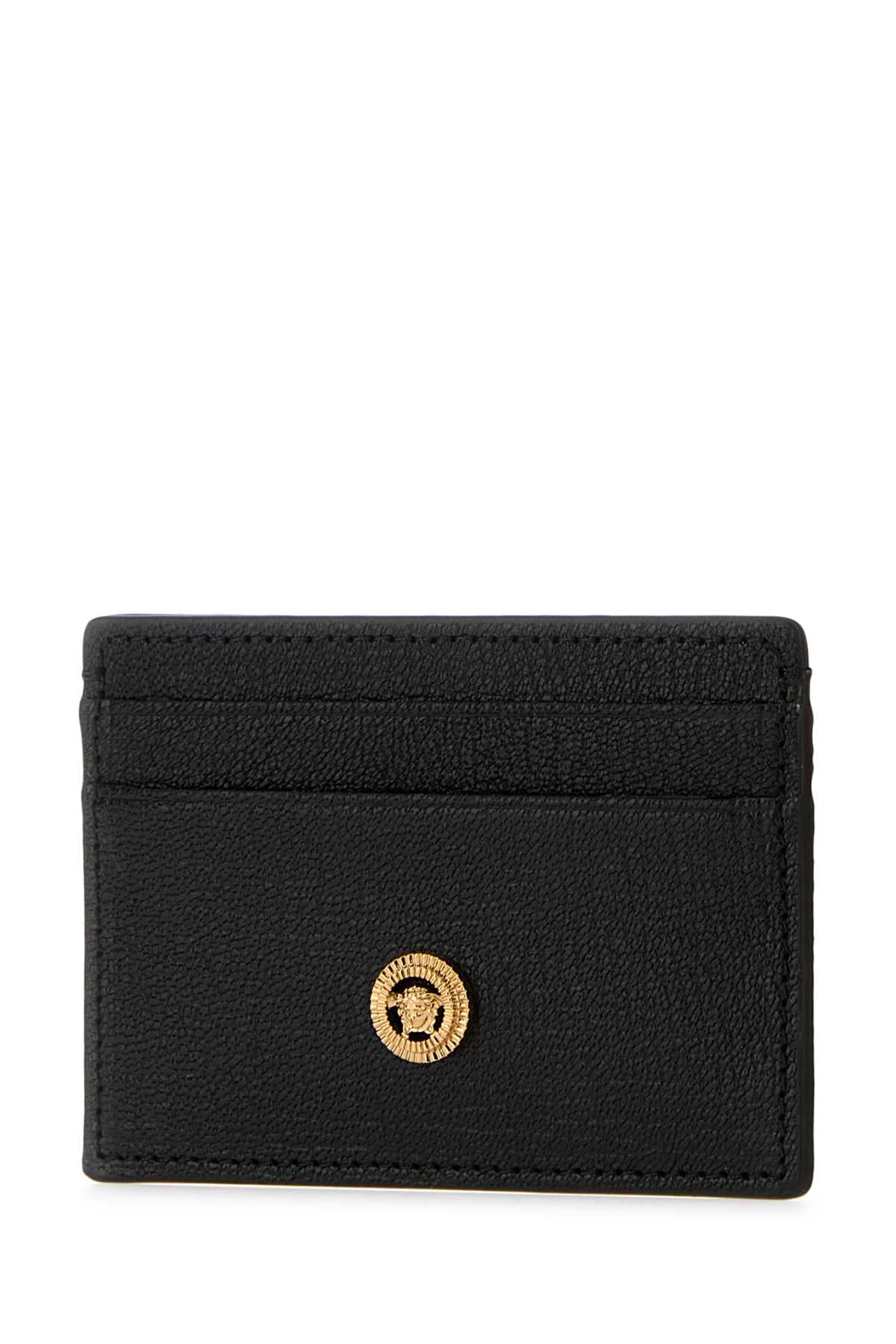 Versace Men Black Leather Medusa Biggie Card Holder