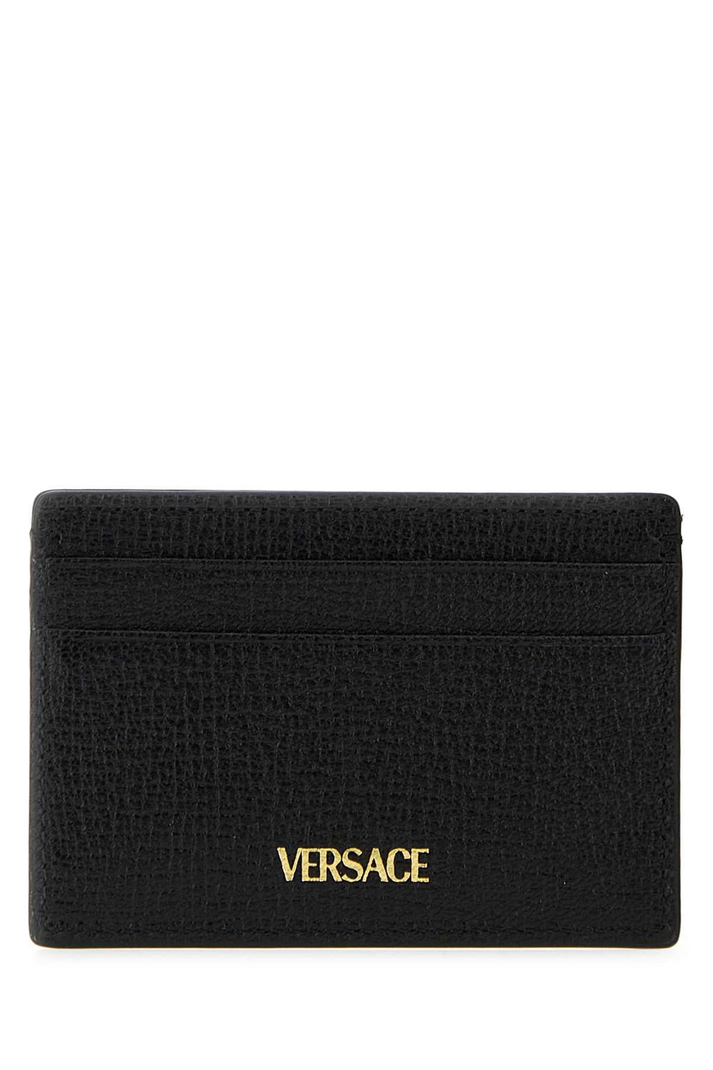 Versace Men Black Leather Medusa Biggie Card Holder