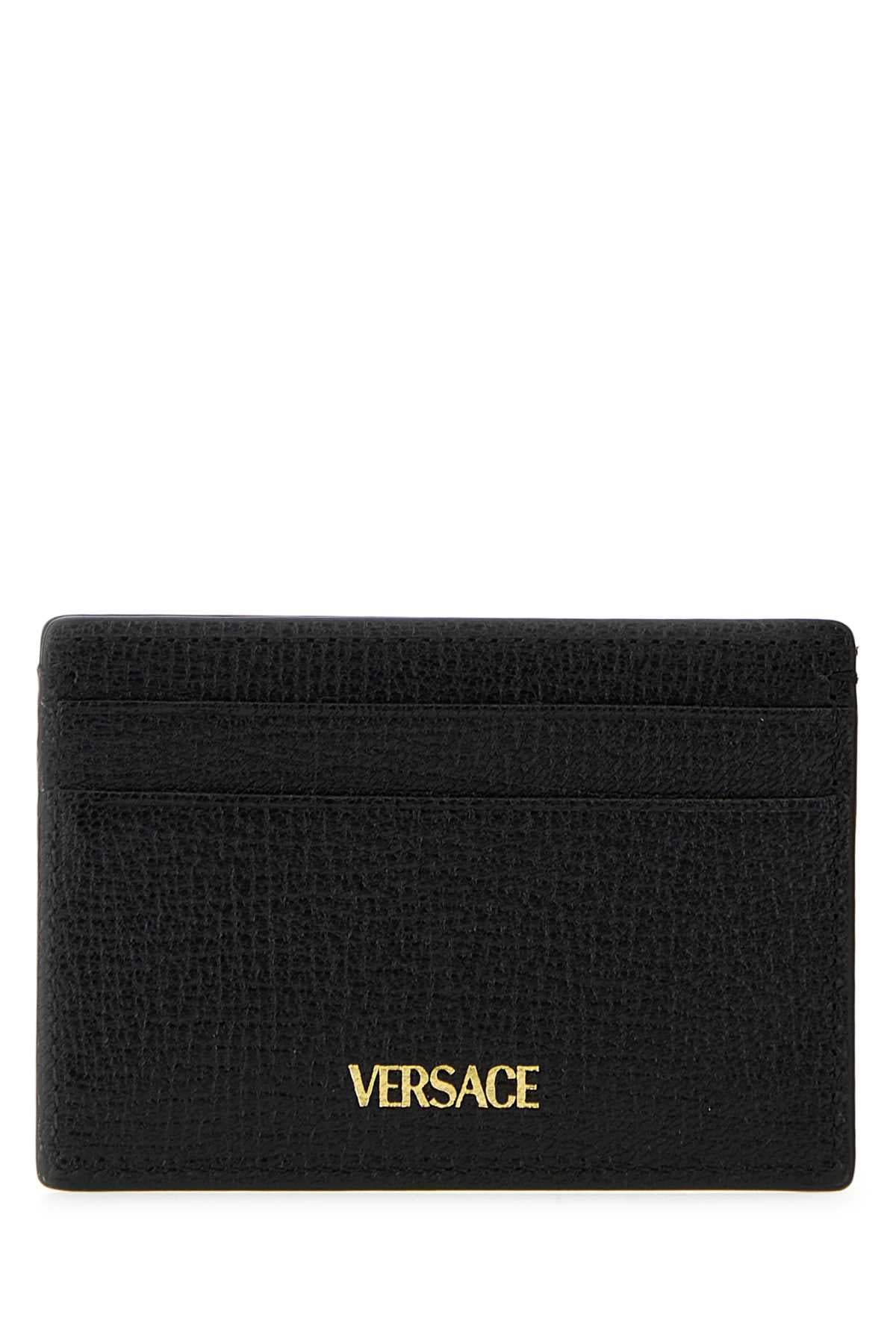 Versace Men Black Leather Medusa Biggie Card Holder