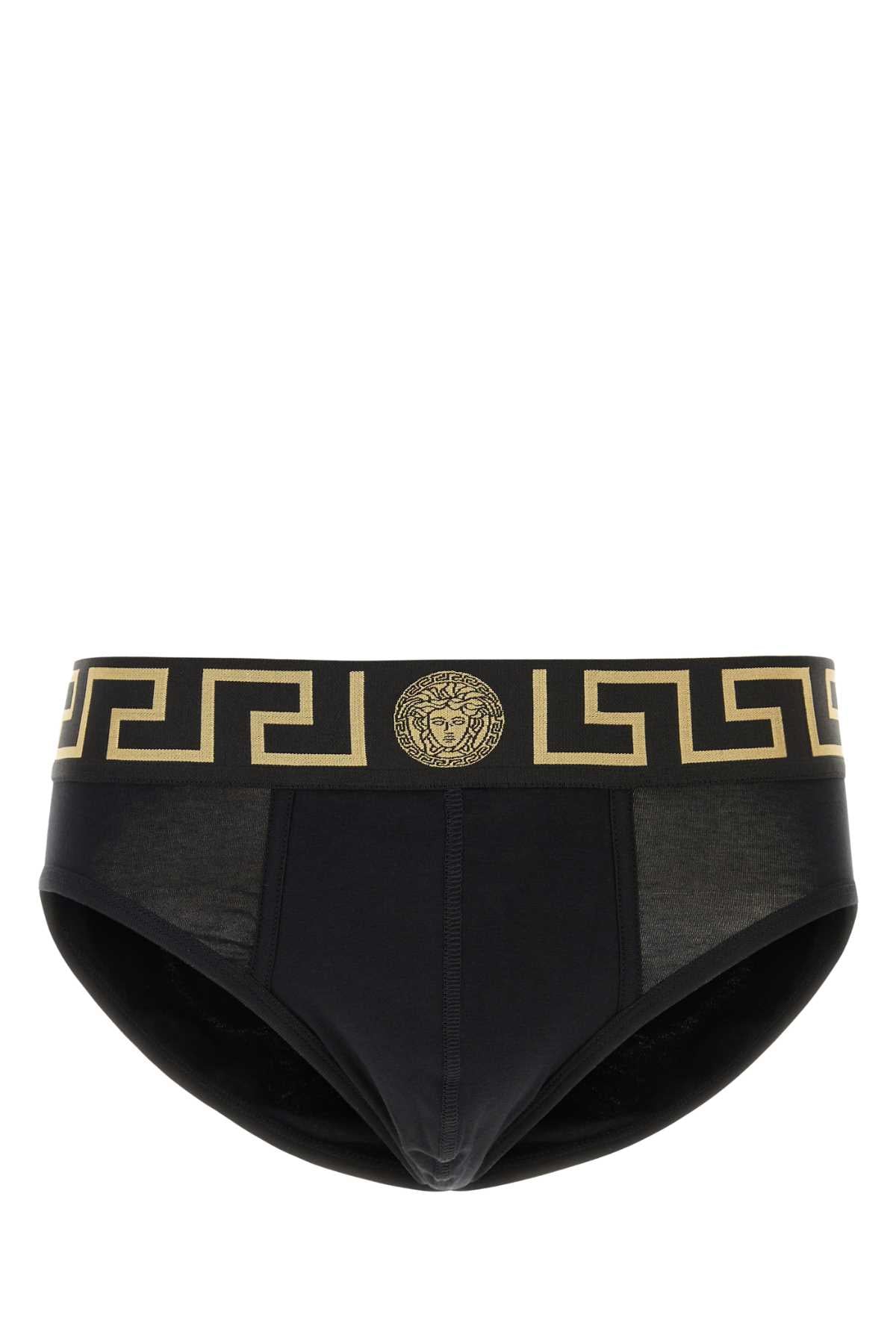 Versace Men Black Stretch Cotton Brief