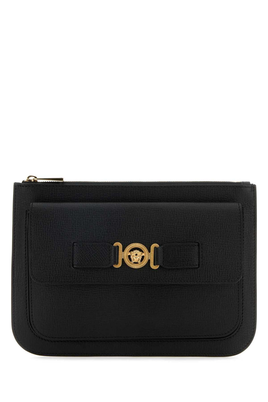 Versace Men Black Leather Medusa Biggie Clutch