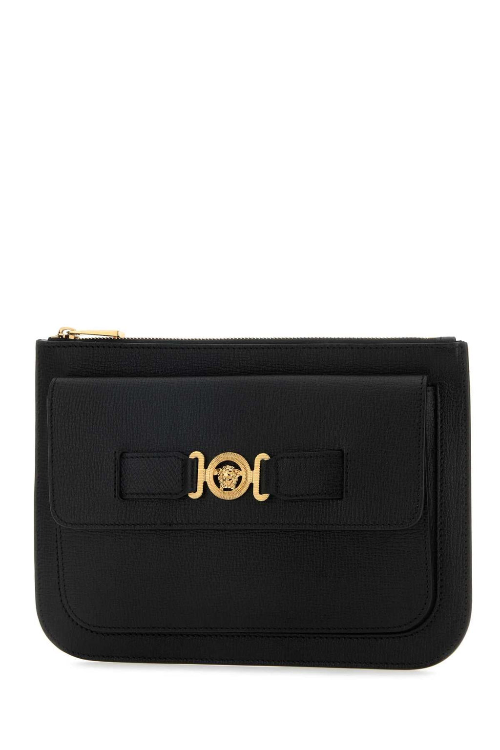 Versace Men Black Leather Medusa Biggie Clutch