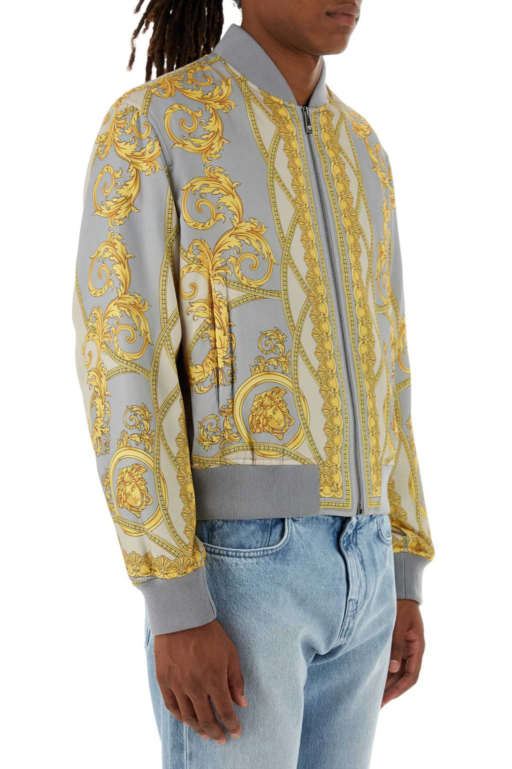 Versace Men Printed Polyester Bomber Jacket