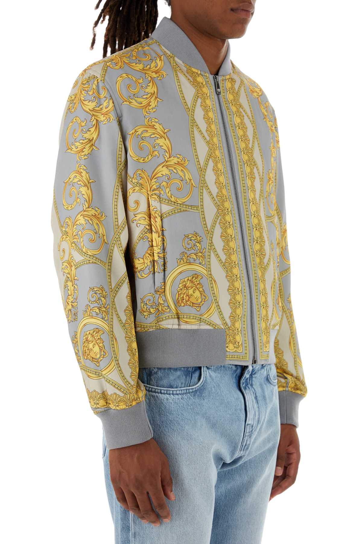 Versace Men Printed Polyester Bomber Jacket