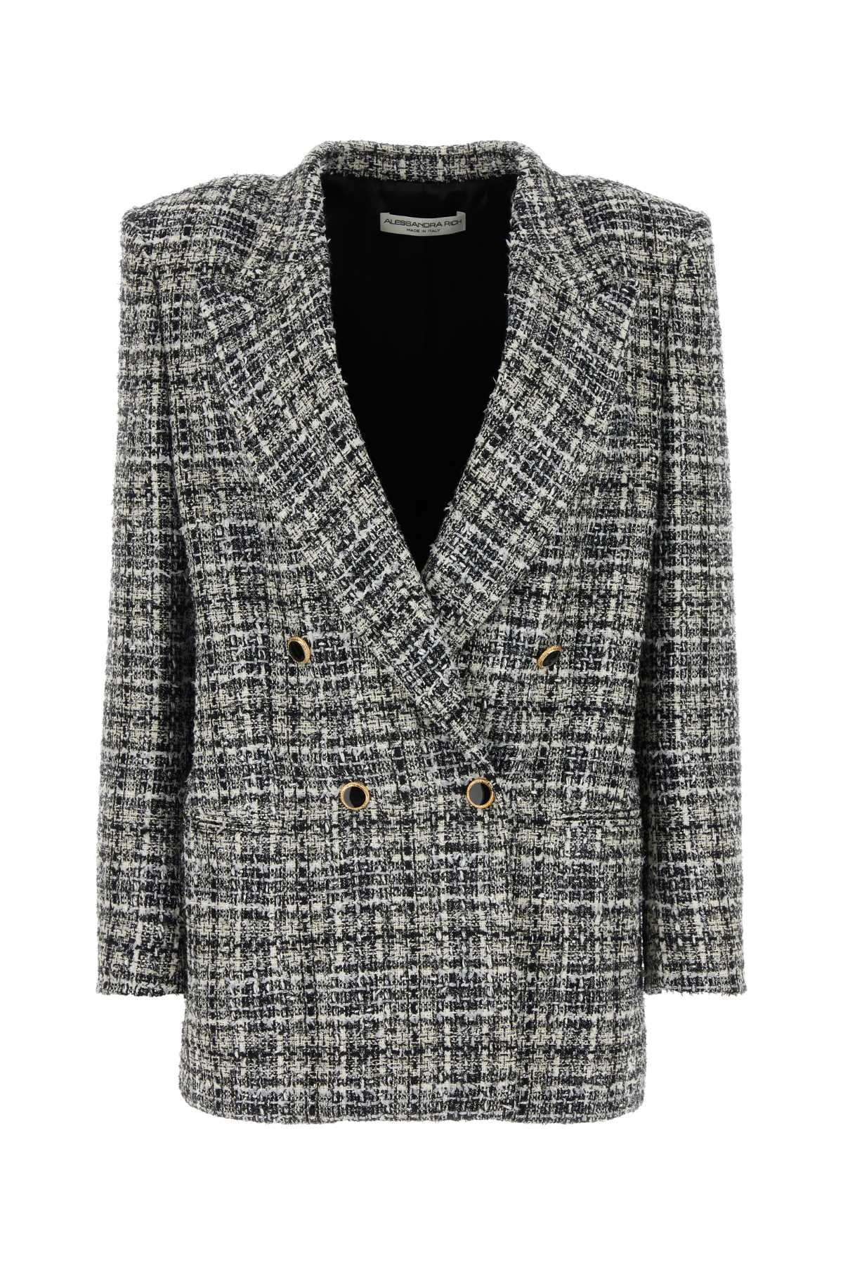 Alessandra Rich Women Embroidered Tweed Oversize Blazer