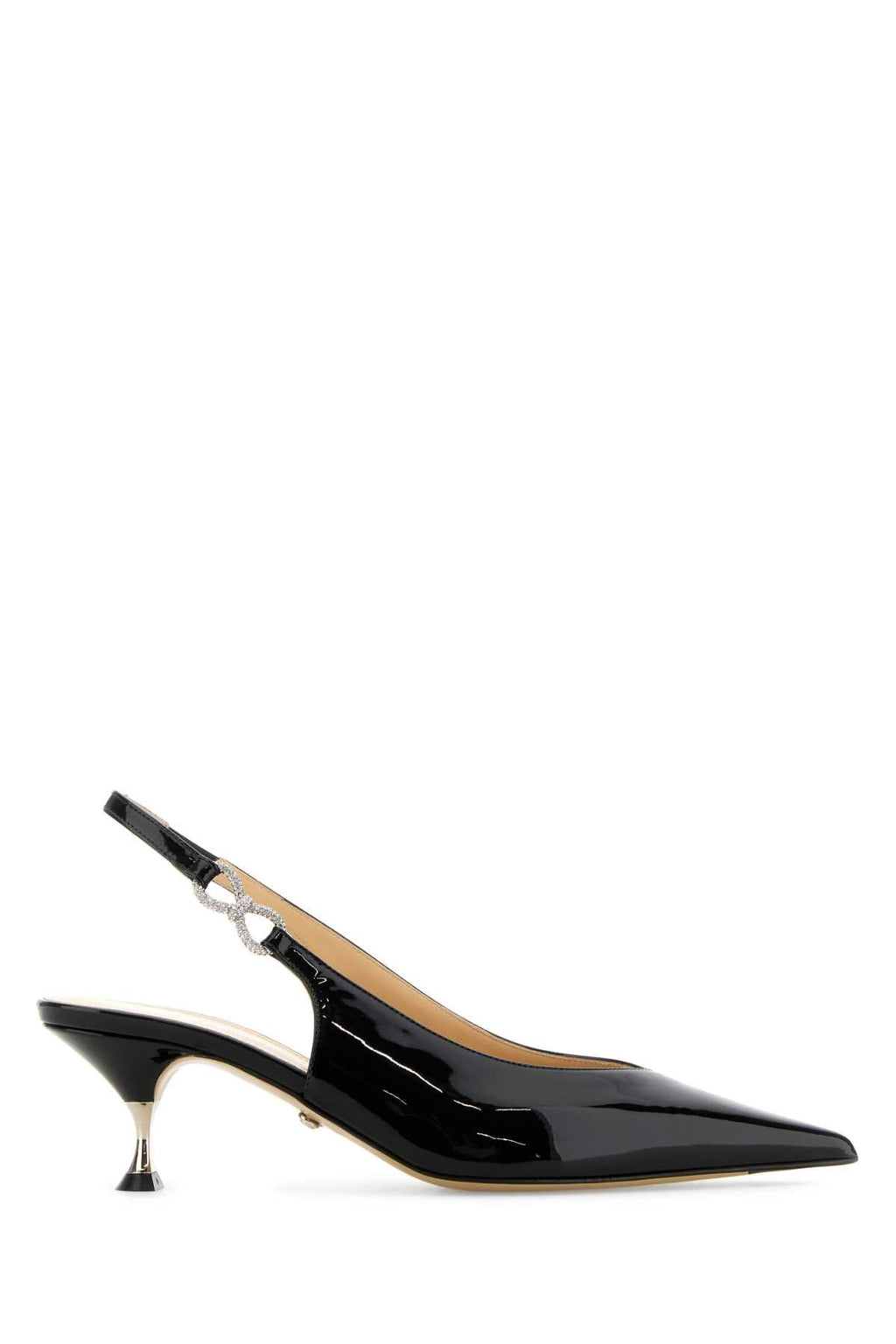 Mach&Mach Women Black Leather Crystal Bow Pumps