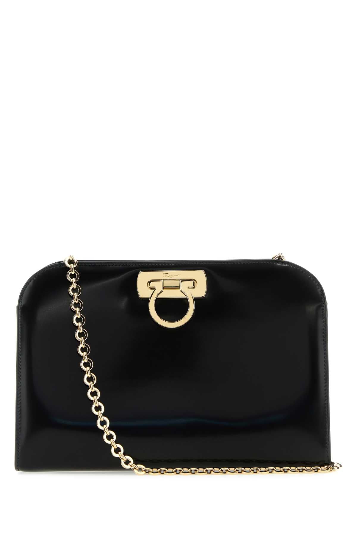 Clutch feminina Salvatore Ferragamo em couro preto
