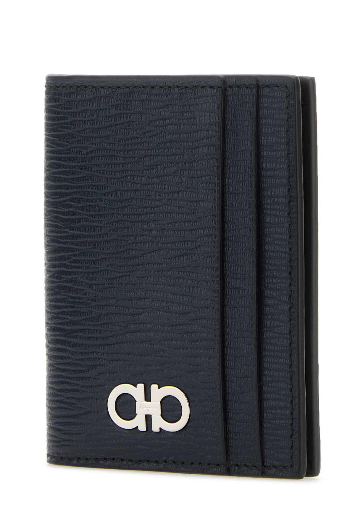 Salvatore Ferragamo Men Black Leather Card Holder