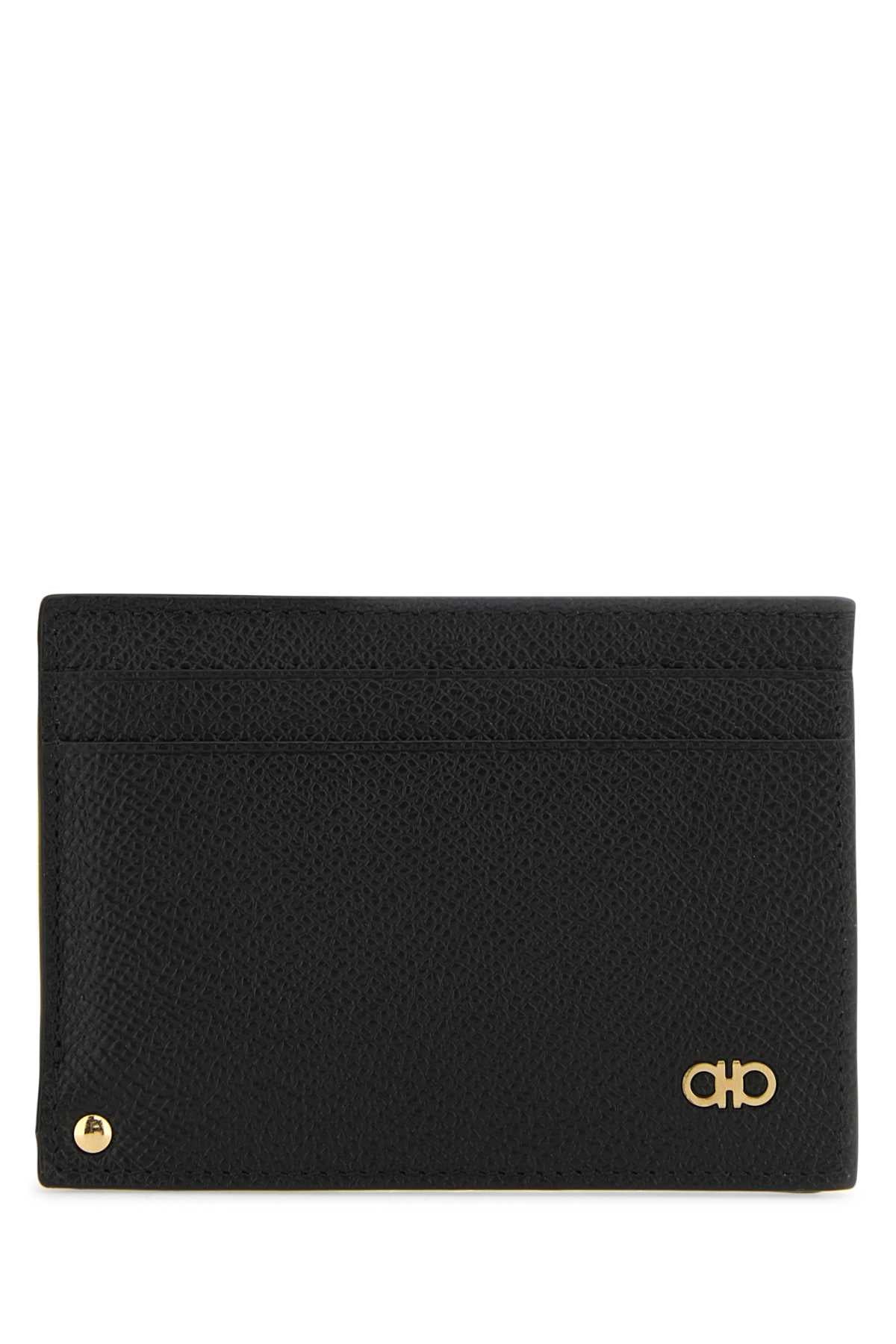 Salvatore Ferragamo Men Black Leather Card Holder