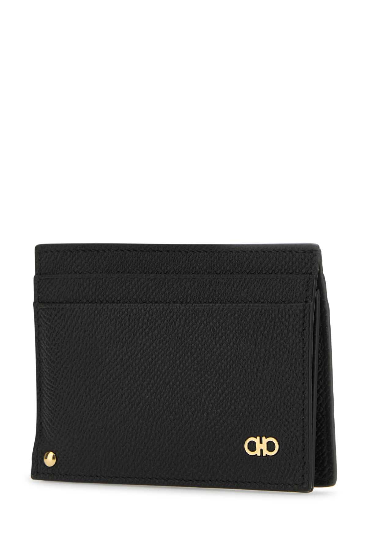 Salvatore Ferragamo Men Black Leather Card Holder