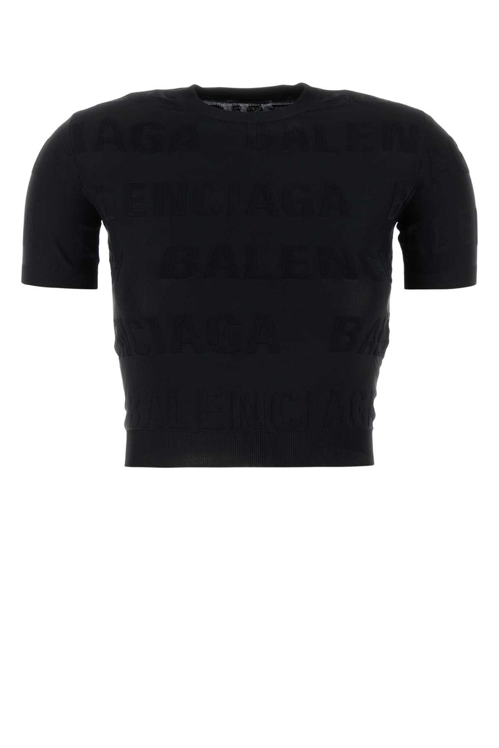 Balenciaga Women Black Stretch Viscose Blend T-Shirt