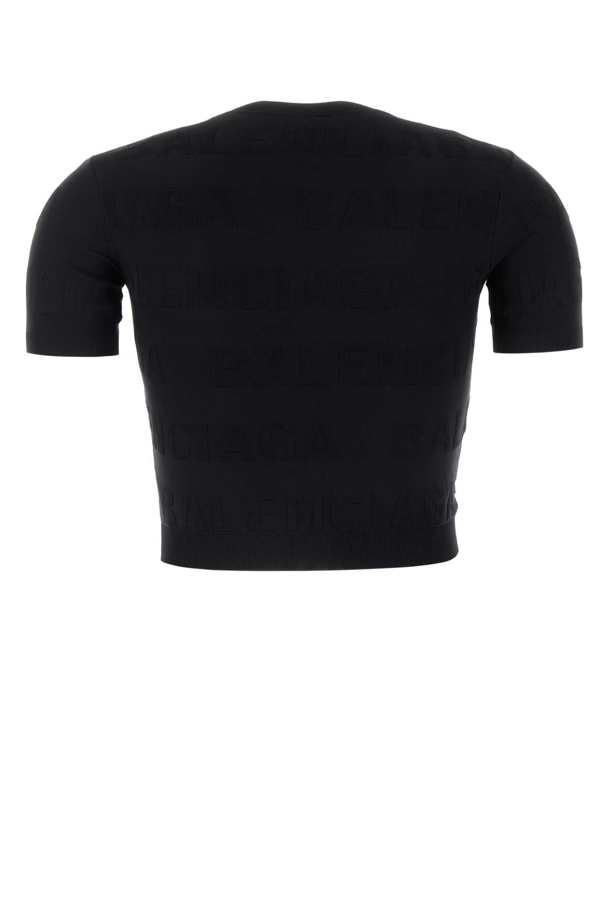Balenciaga Women Black Stretch Viscose Blend T-Shirt