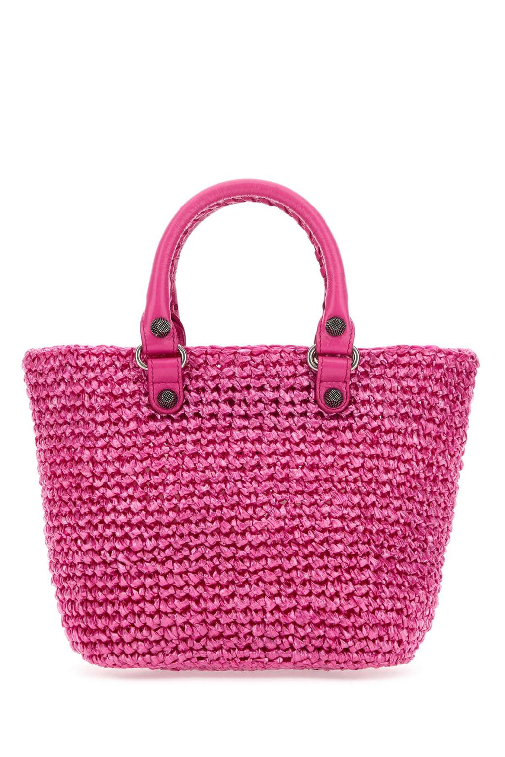 Balenciaga Women Fuchsia Raffia Small Le Cagole Panier Handbag