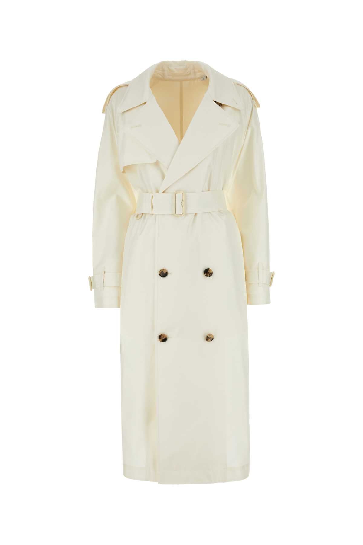 Burberry Women Ivory Silk Trench Coat