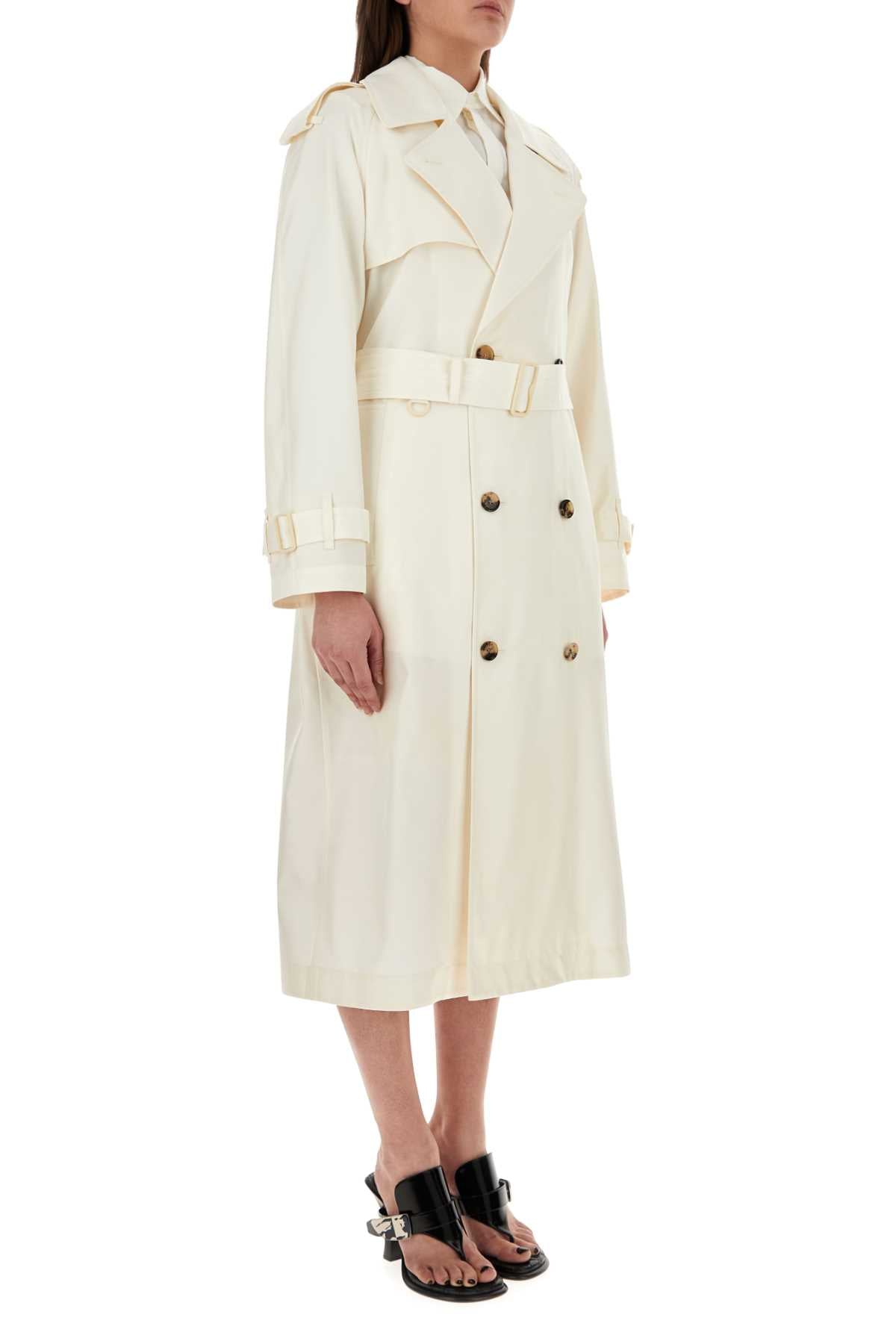 Burberry Women Ivory Silk Trench Coat