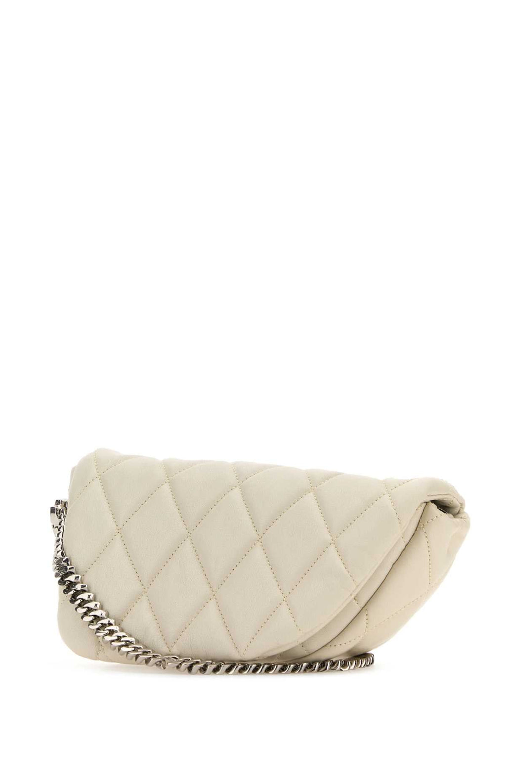 Burberry Women White Leather Shield Lock Shoulder Bag
